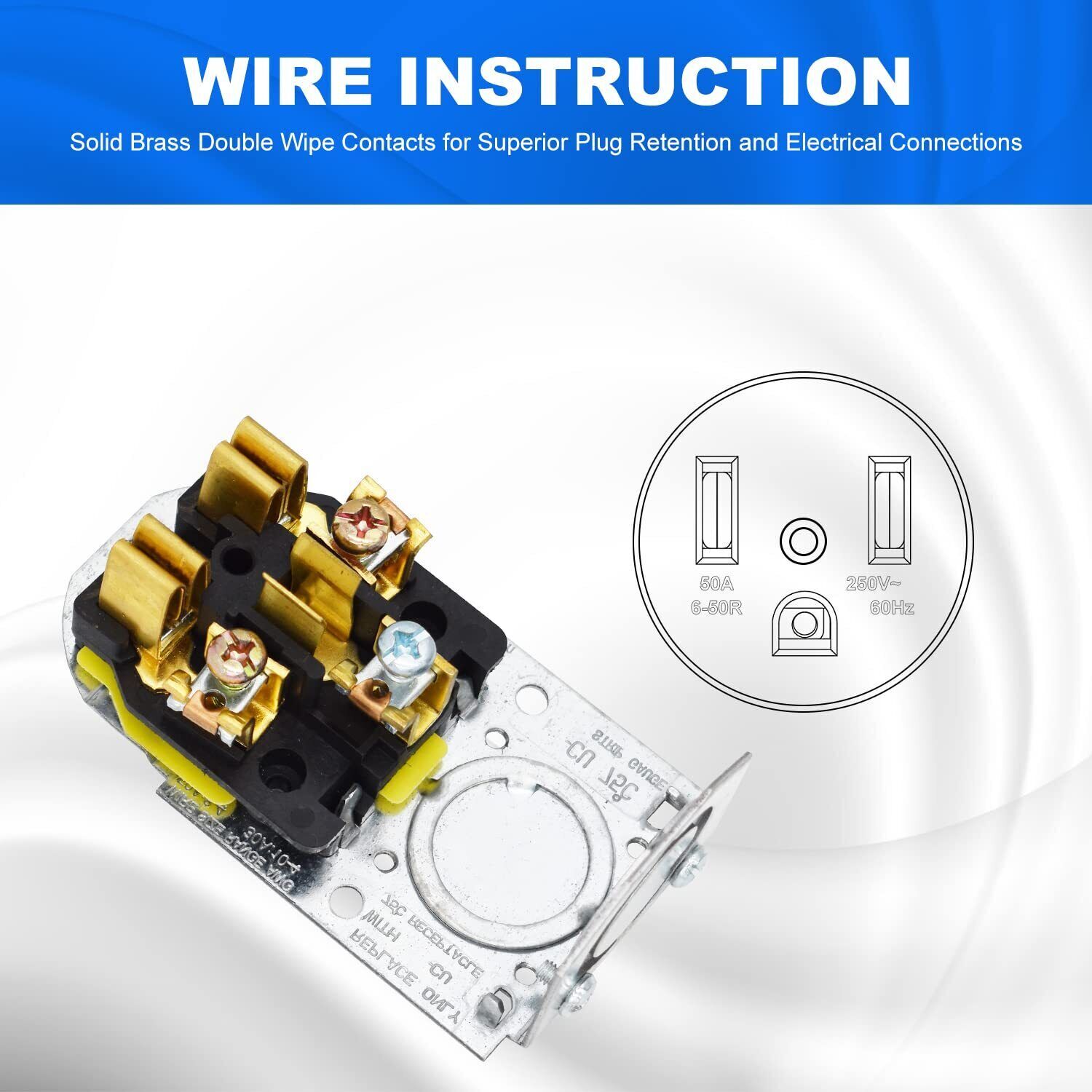 NEMA 6-50R Receptacle 50A 2-Pole 3-Wire Surface Mount Power Receptacle，250V