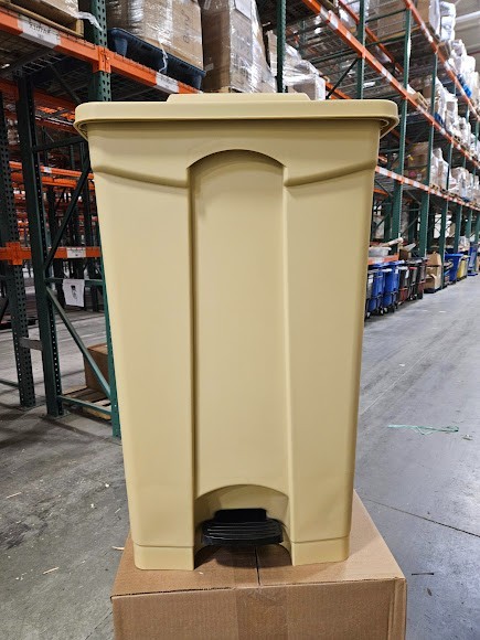 Lavex 92 Qt. / 23 Gallon Beige Rectangular Step-On Trash Can