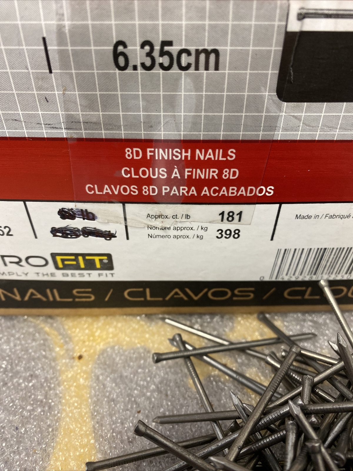 15 OUNCES (APPROX 170) 8D BRITE FINISH NAILS 2-1/2″/6.35CM PRO FIT BRAND