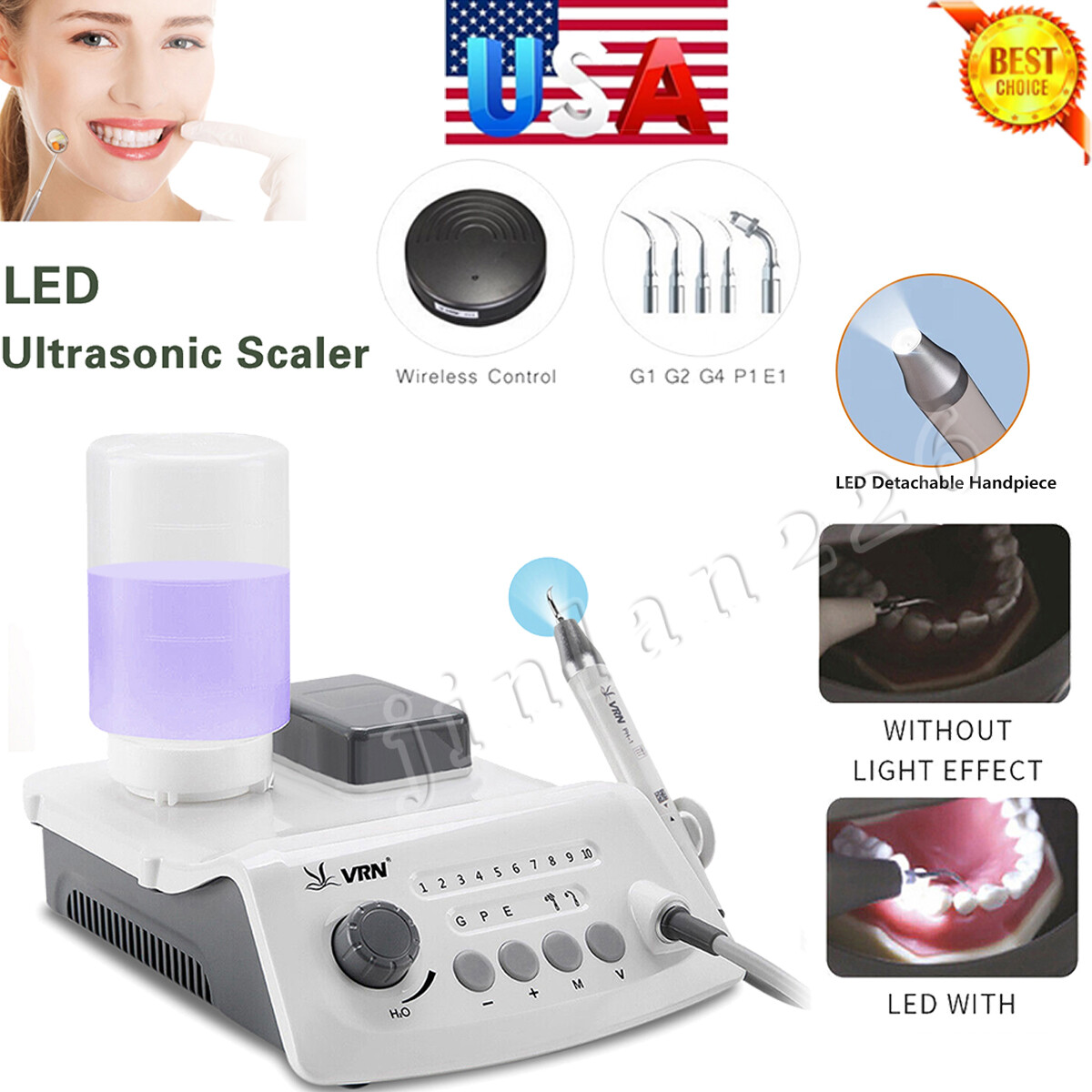 Ultrasound Dental Ultrasonic Scaler fit EMS Woodpecker+LED Handpiece+ Bottle A8