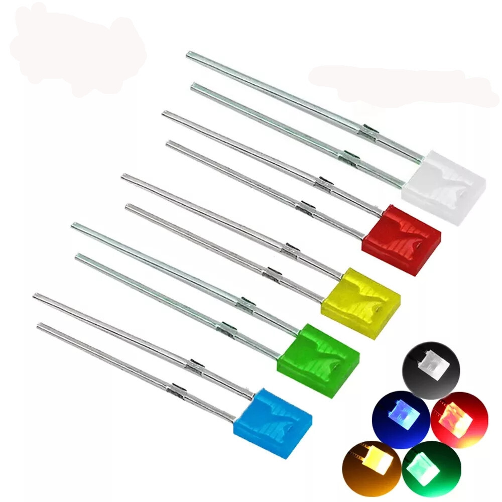 100 LED Sortiment rechteckig 2x3x4mm je 20x rot,grün,gelb,blau,weiß Leuchtdioden