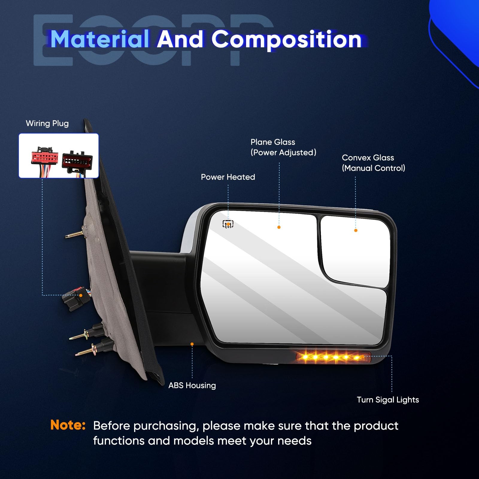 Right Tow Mirror Fit For Ford For F150 Series Pickup 2004-2014