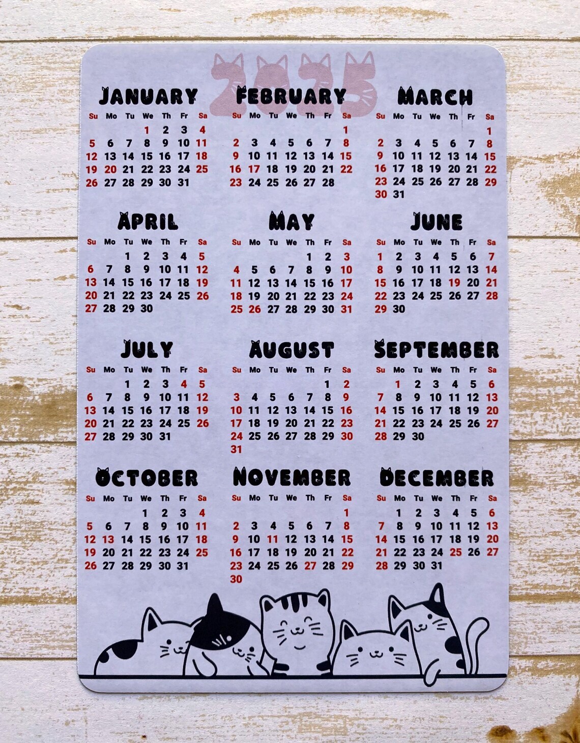 Cat Lover Calendar Magnet 4″ x 6″ | Start On Any Month | Magnetic Calendar