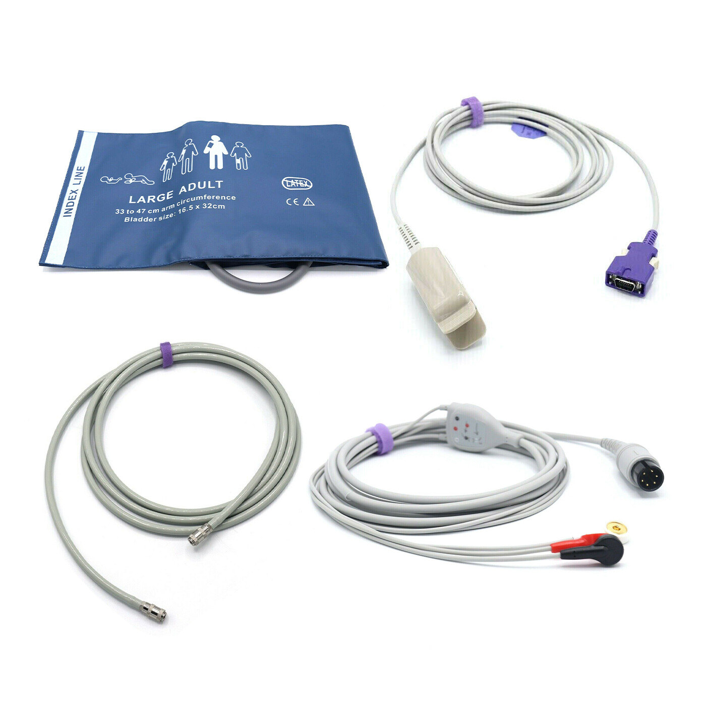 Mindray Accessories Bundle – Cuff, Hose, SpO2 Nellcor Oximax, ECG – USA Located