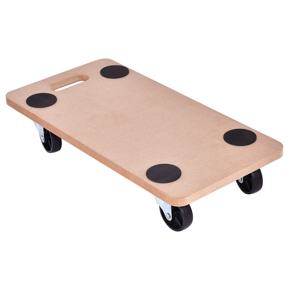 Costway 440lbs Platform Dolly Rectangle Wood Utility Cart Wheeled Transporter