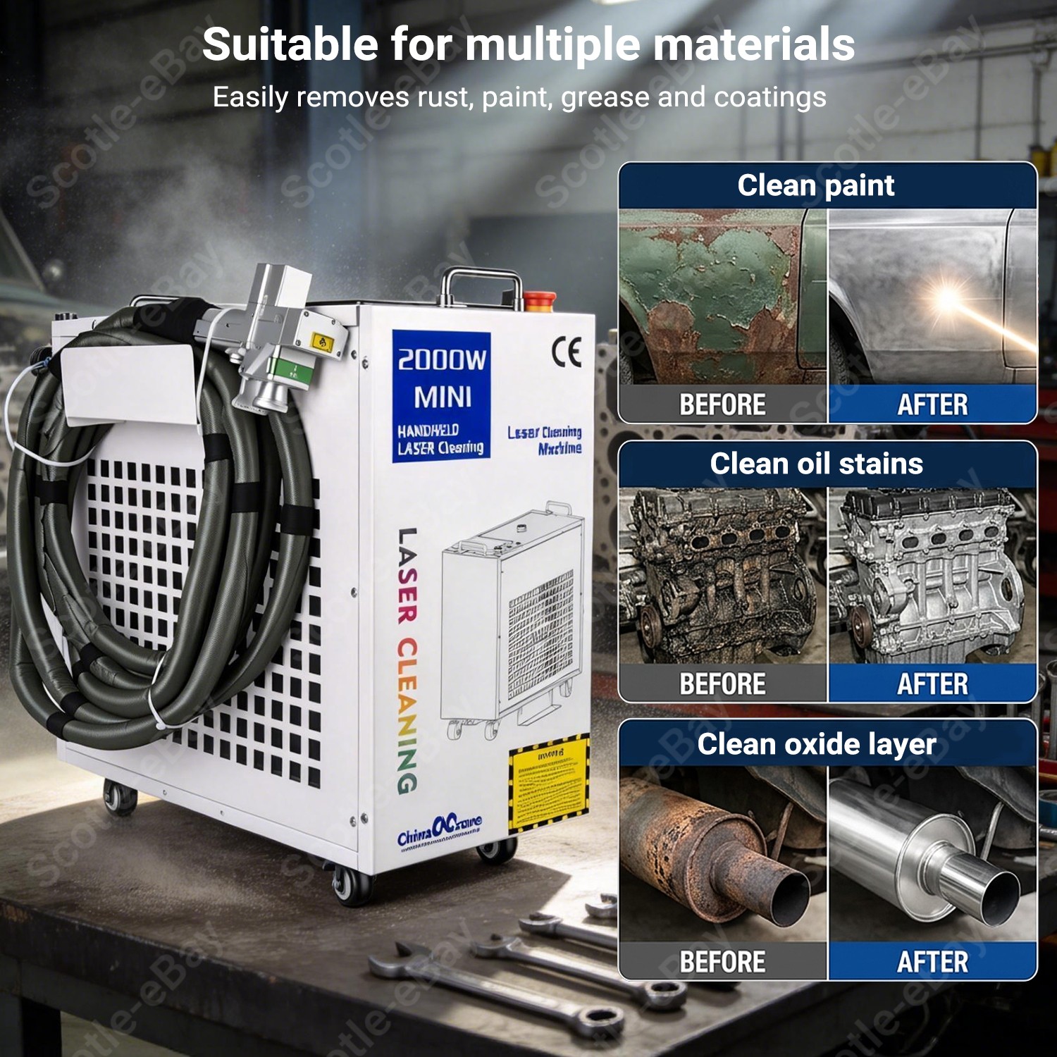 2000W Continuous Wave Laser Cleaning Machine Industrial Laser Rust Paint Remover