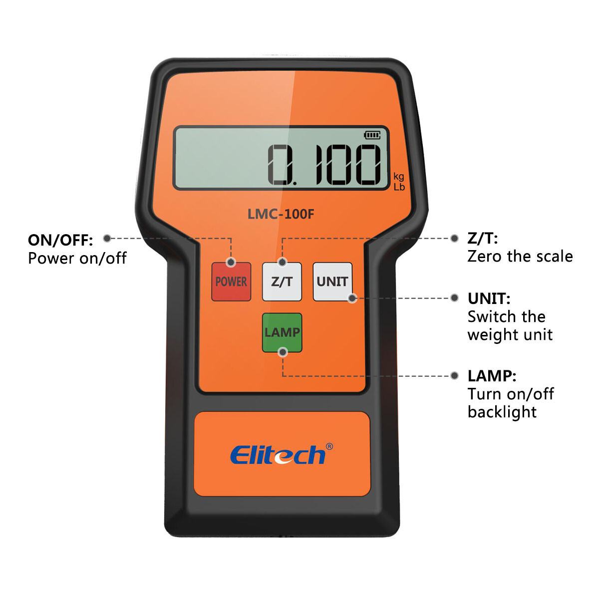 Elitech Digital Refrigerant Charging Weight Scale HVAC Scale 110Lbs LMC-100F+