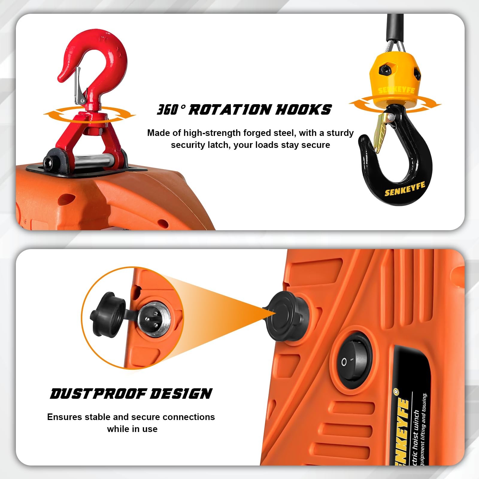 Power Electric Portable Hoist Winch 1500LBS, 3 in 1 Electric Cable Hoist 110V 25