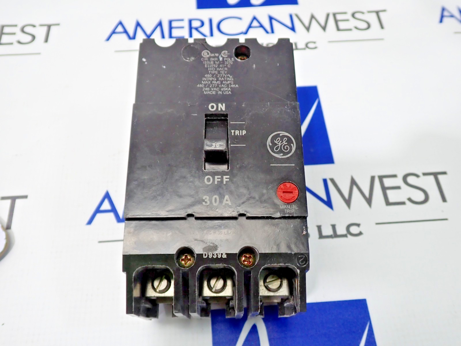 GE TEY330 30 Amp 3 Pole 480/277V TEY Circuit Breaker New Take Out