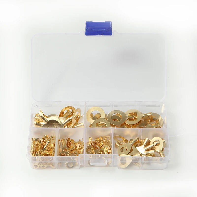 150X Set Copper Plated Round Terminal Blok O-Type Wire Crimp Connector Kit-New
