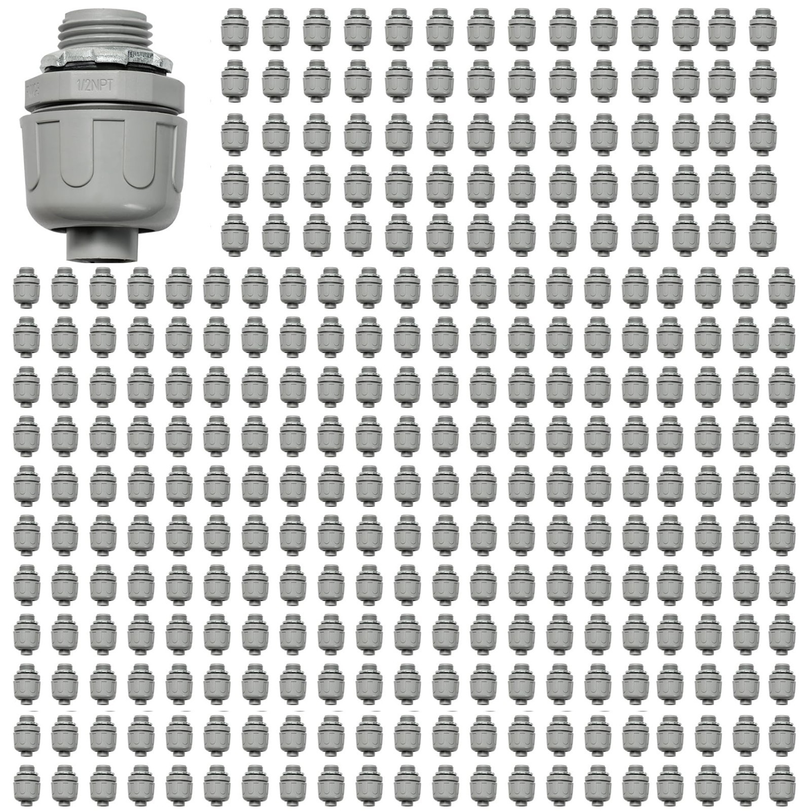 1/2″ Liquid Tight Conduit Connectors – Non-Metallic NPT Fittings, 180° Angle, UL