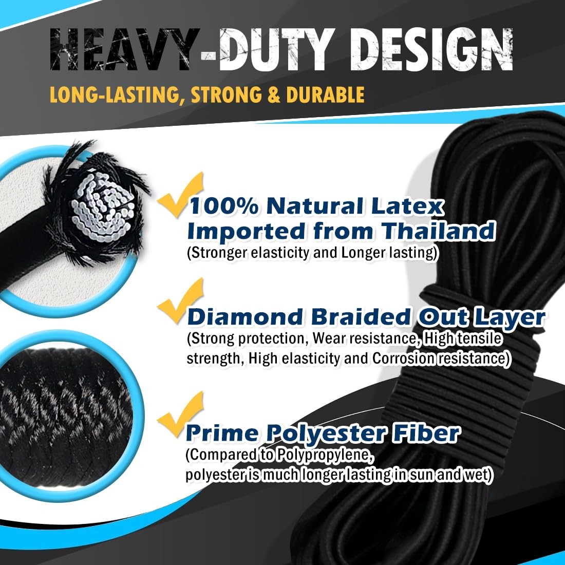 PerkHomy Bungee Shock Cord Rope Heavy Duty Polyester Bungie Elastic Stretch S…
