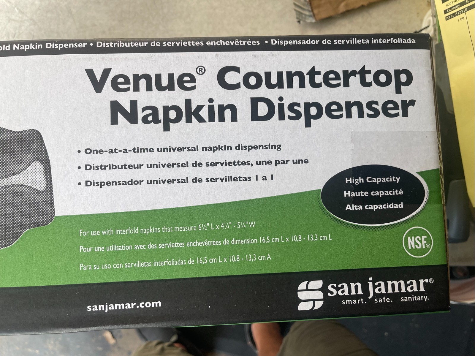 San Jamar Venue H5003TBK Countertop Interfold Napkin Dispenser Black Pearl NSF