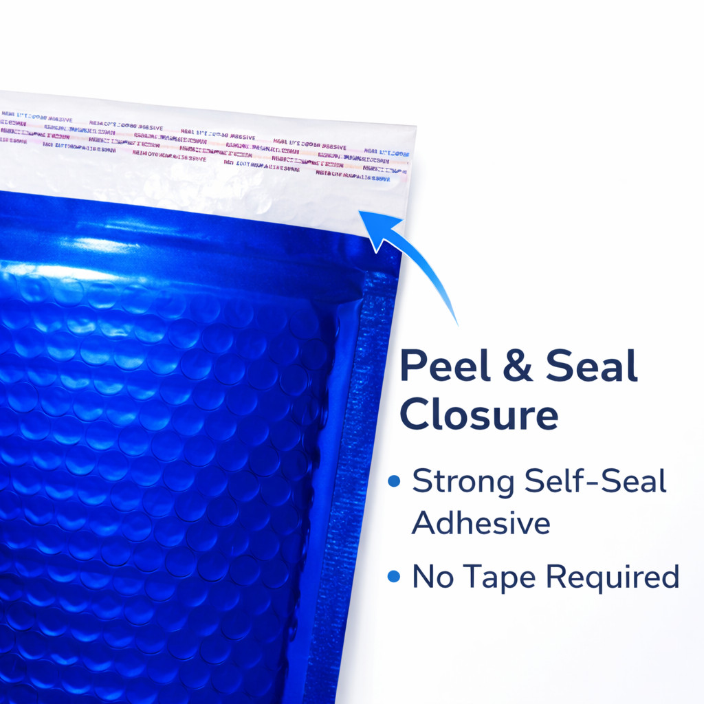 #0 6.5×9 Glamour Blue Foil Bubble Mailers Peel & Seal Padded Envelopes