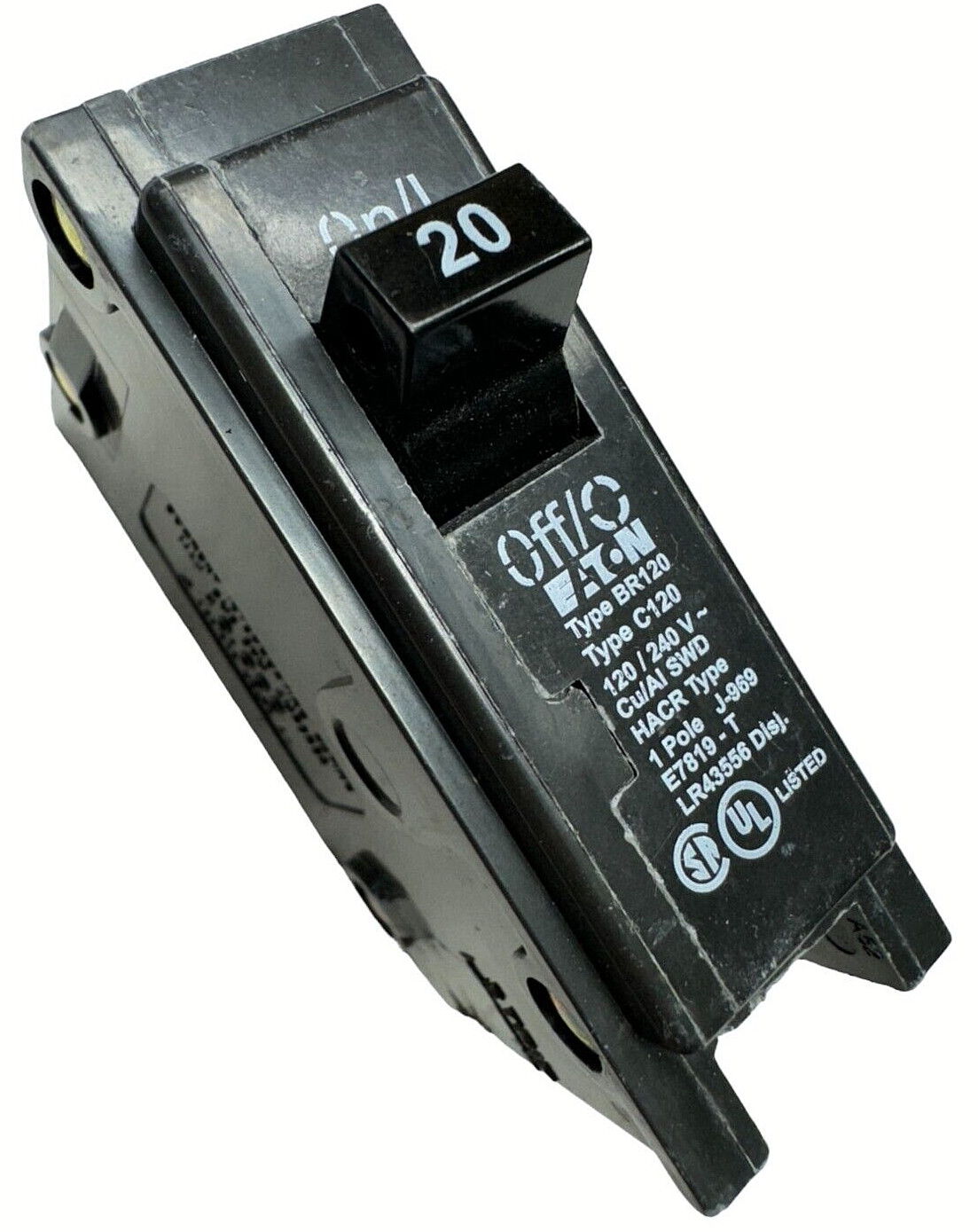 (Pack of 2) Eaton BR120 Circuit Breaker 1-Pole 20A, 120/240V, Type C120
