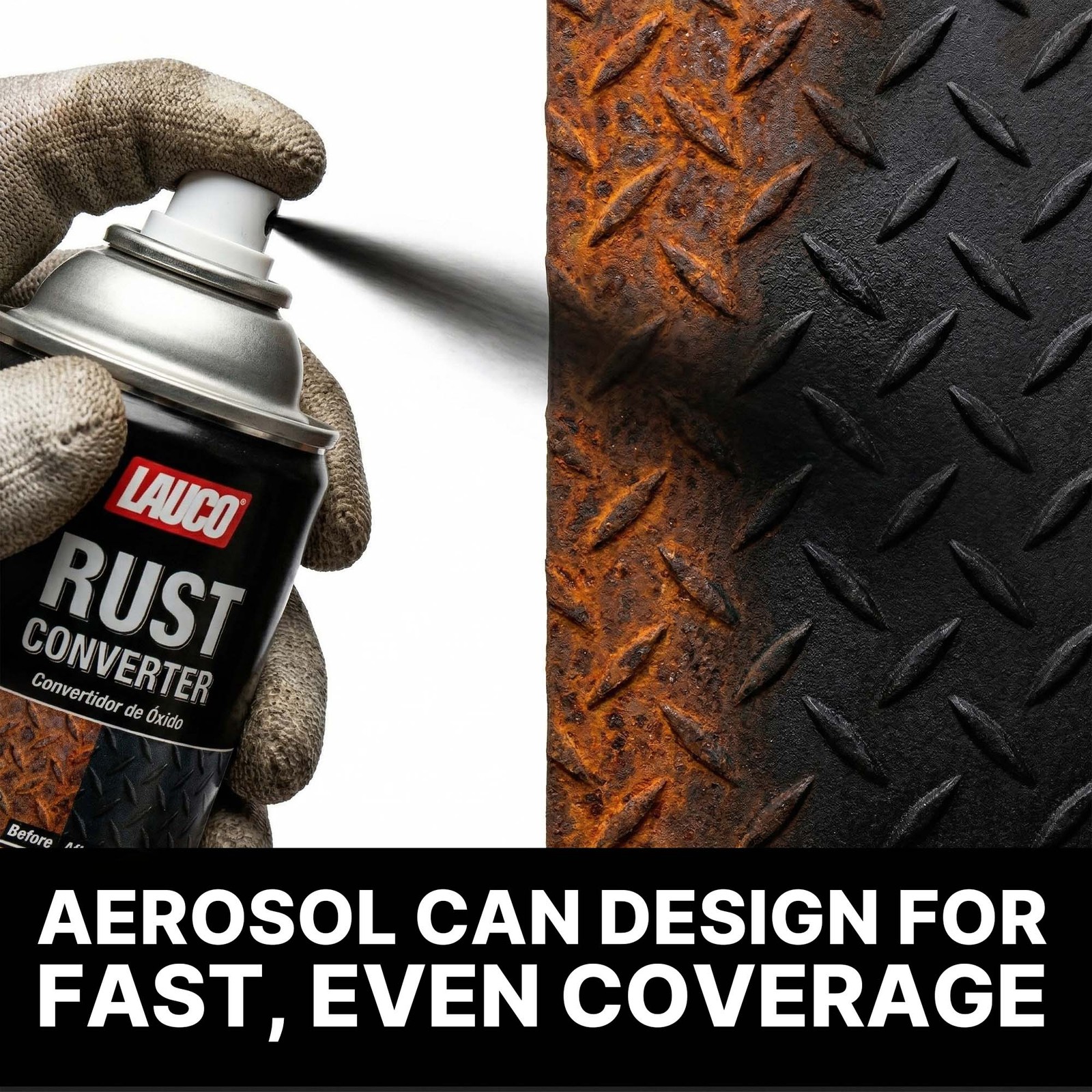 LAUCO Rust Converter Spray 13oz Pack of 6, Fast Dry Rust Remover & Converter