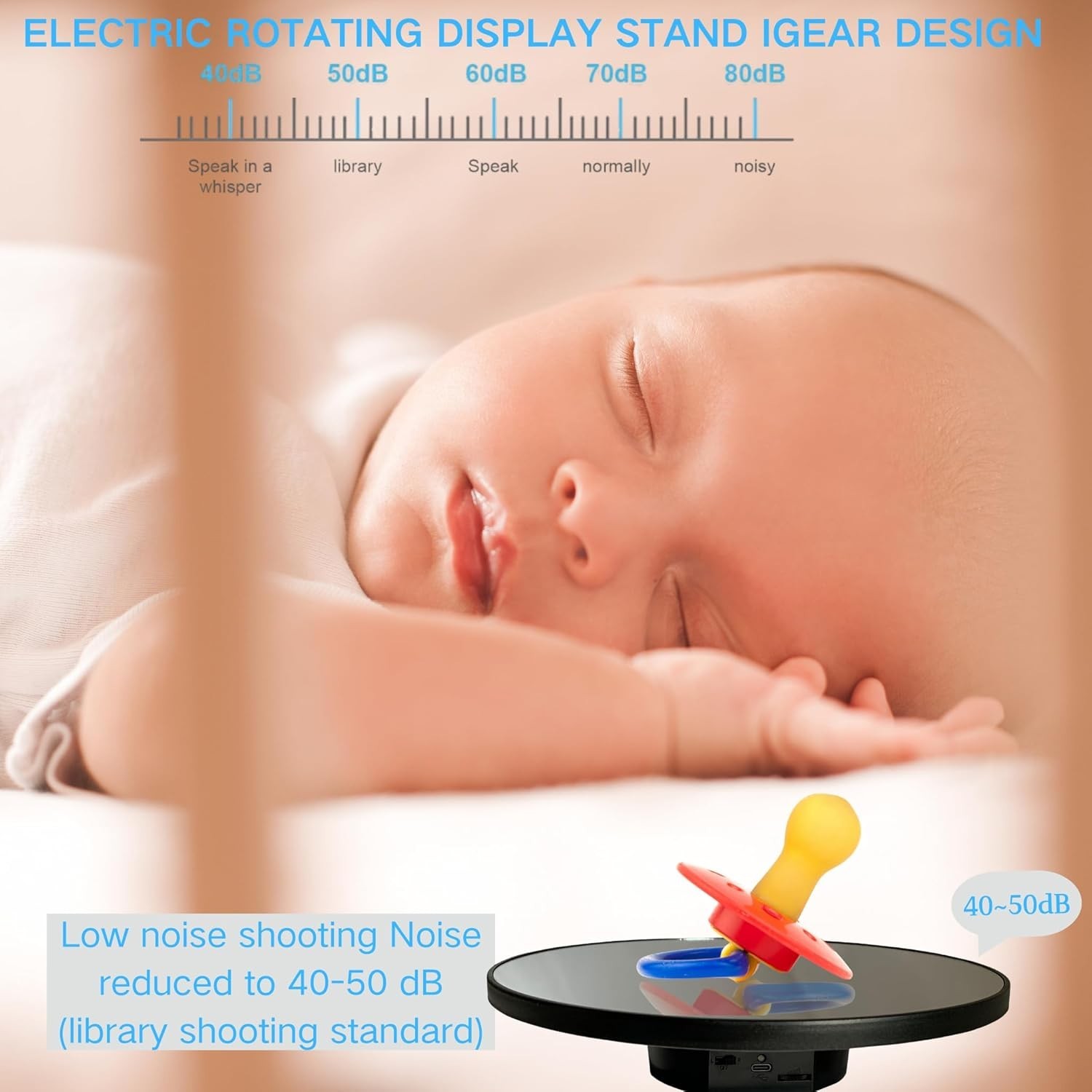 Motorized 10in Electric Rotating Display Stand Holds 11lbs Jewelry Photography