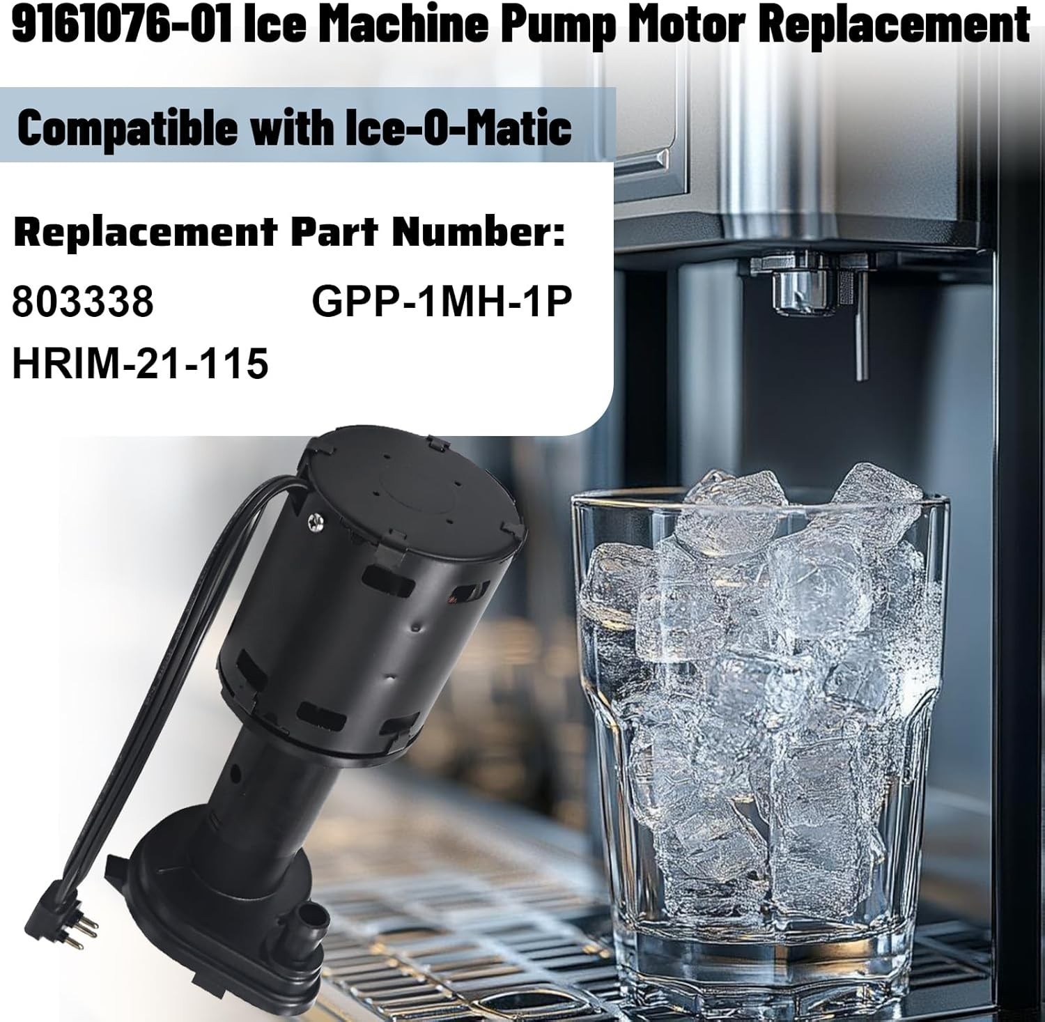 9161076-01 Water Pump Replacement 115V Ice Machine Pump Motor Compatible with