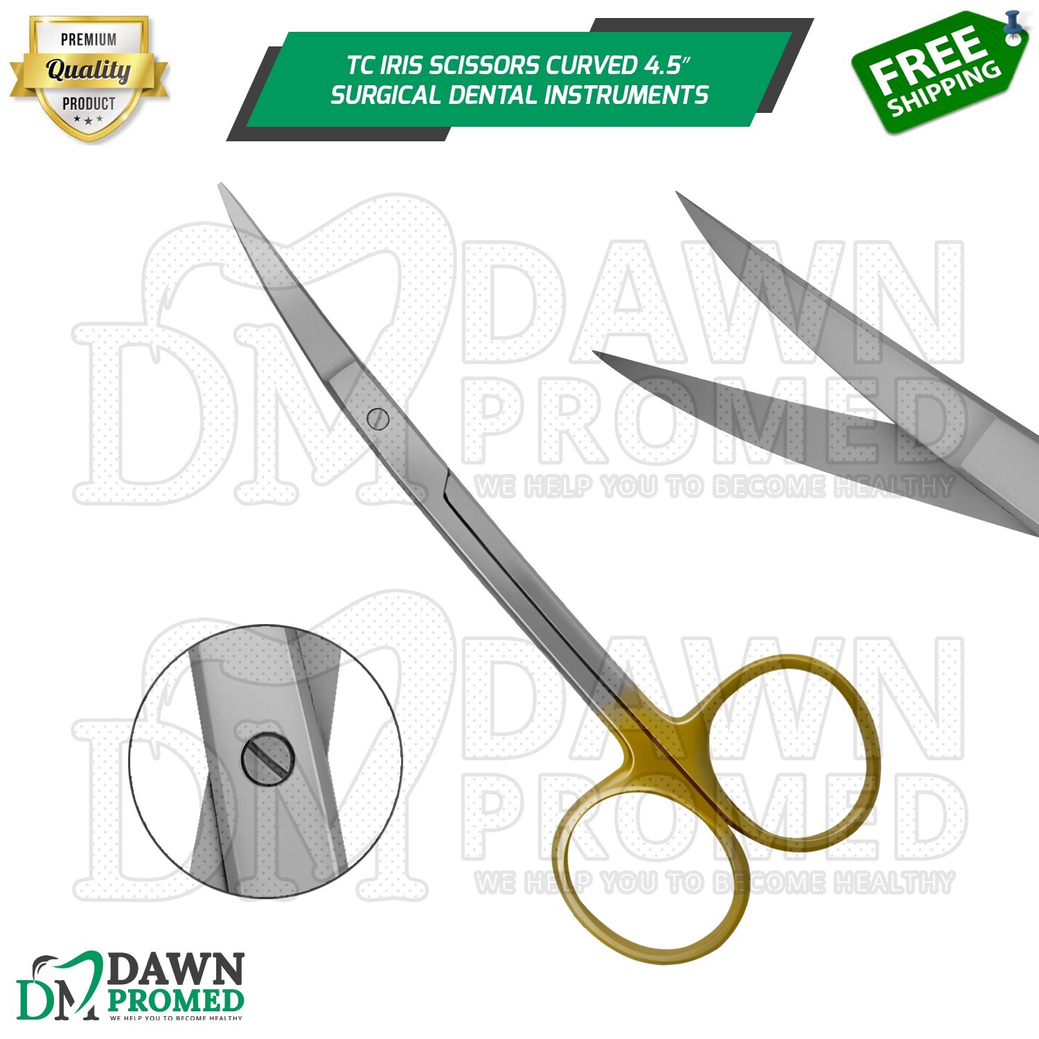 Premium German TC Iris Scissors 4.5″ Curved Surgical Dental Instruments