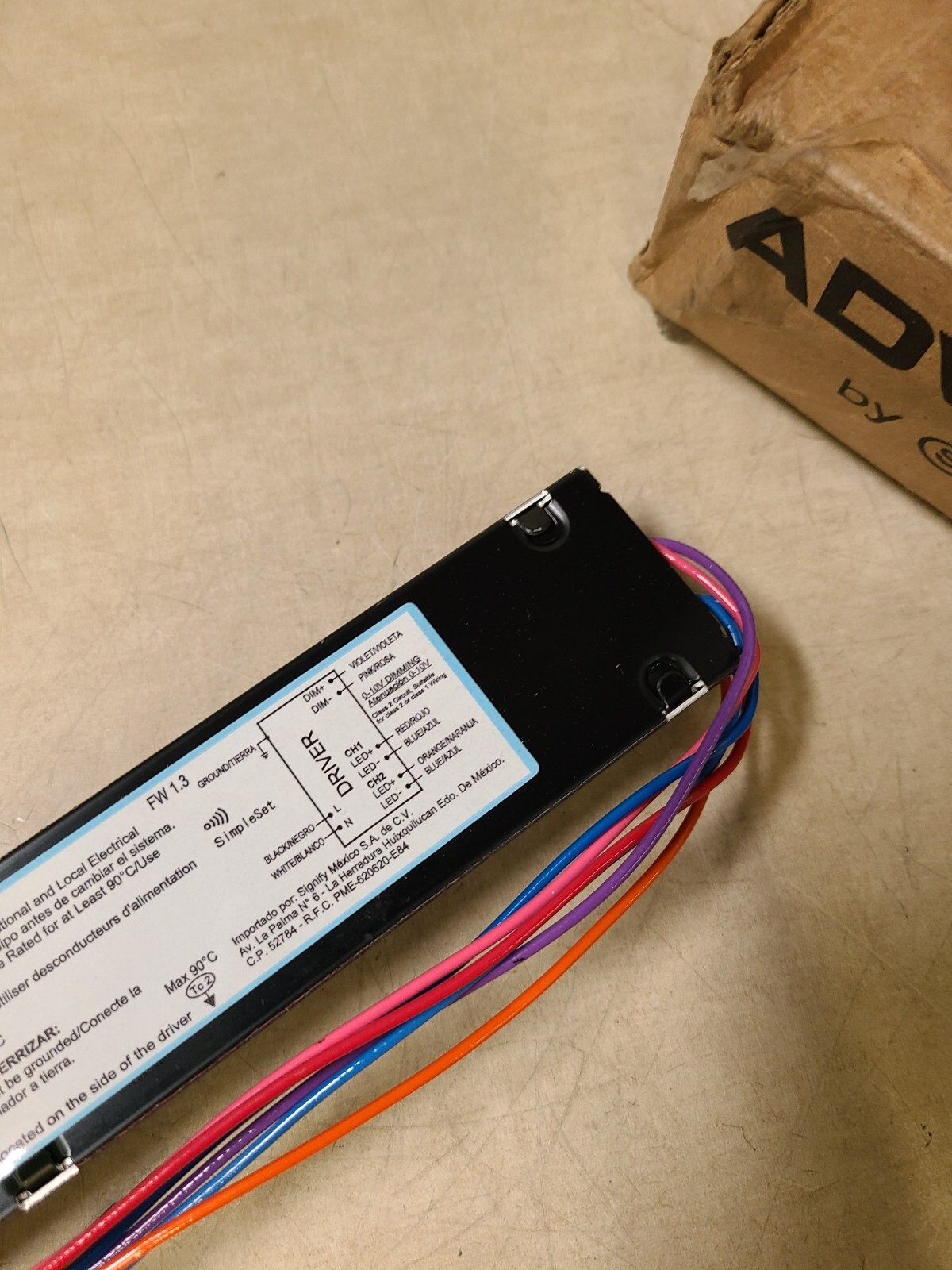 Advance Dimmable LED Driver – 190W 100-277 Vac 100-2750 mA – XI190C275V054BSG2