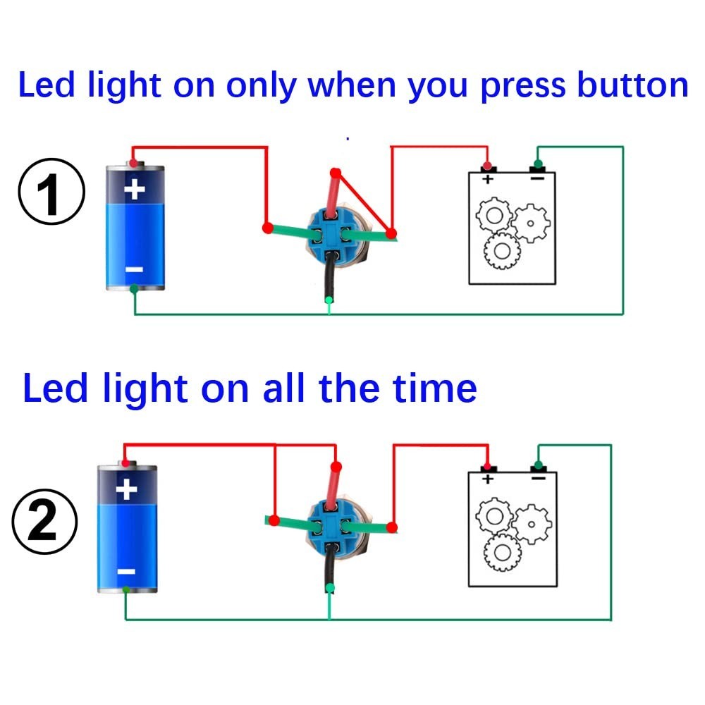 Latching 2PCS Stainless Steel Push Button Switch with LED and Protection