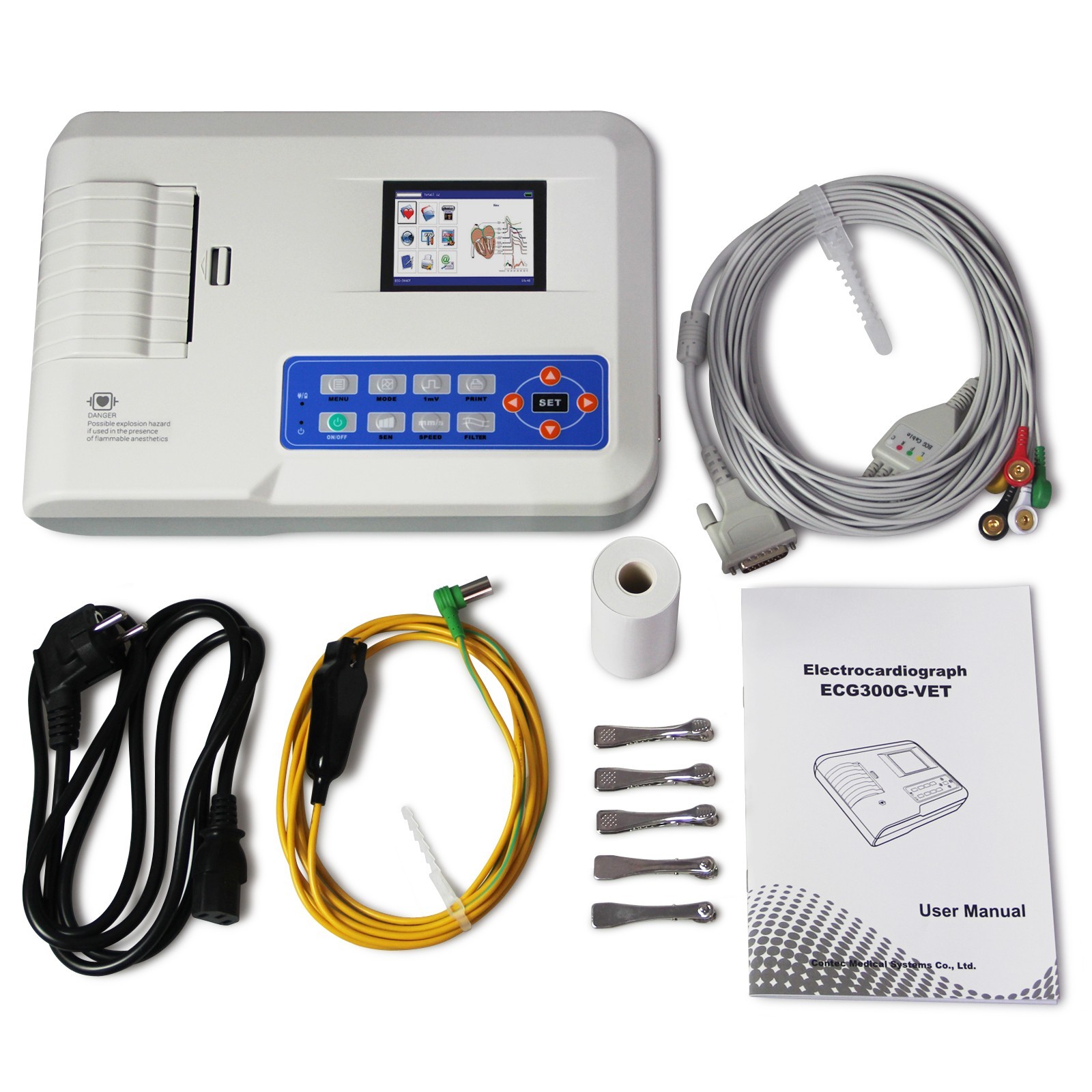 Portable 3 Channel 12 lead VET ECG Machine Veterinary EKG electrocardiograph USA