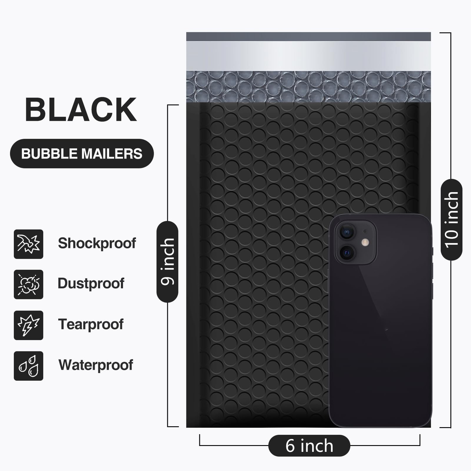 Bubble Mailers 6×10 Inch Black 25 Pack Usable Size 6×9″ Padded Envelopes Smal…