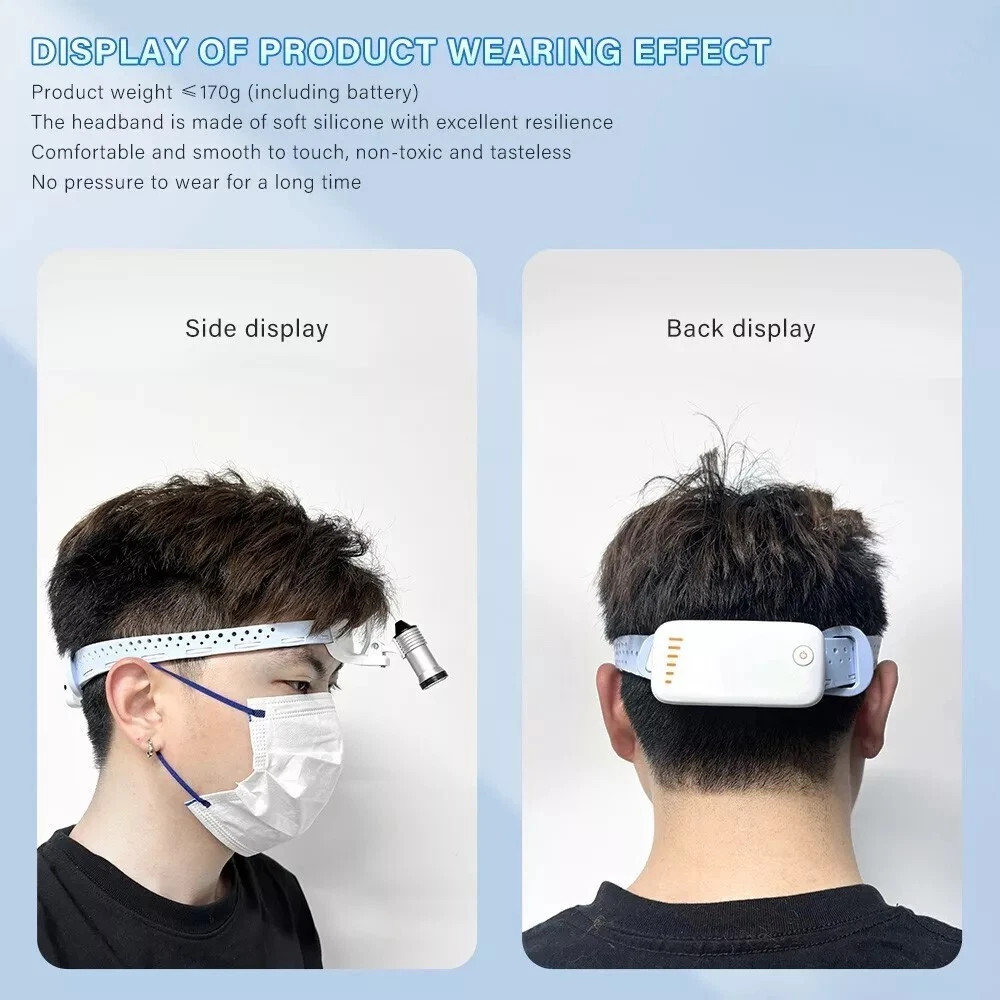 Dental Medical 5W LED Wireless Ultra-light Head Light ENT Headband Headlight