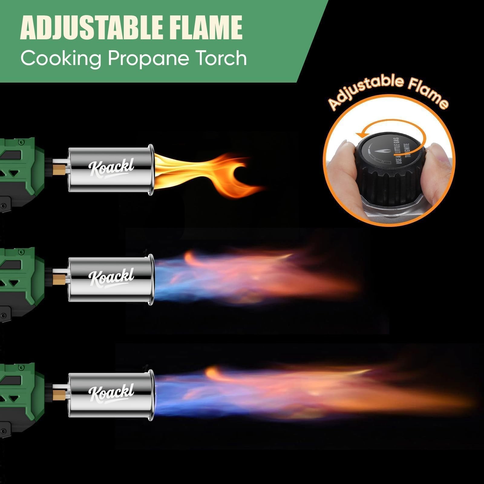 KOACKL Propane Torch Gun | Adjustable Flame Thrower Gun, Large, Dark Green