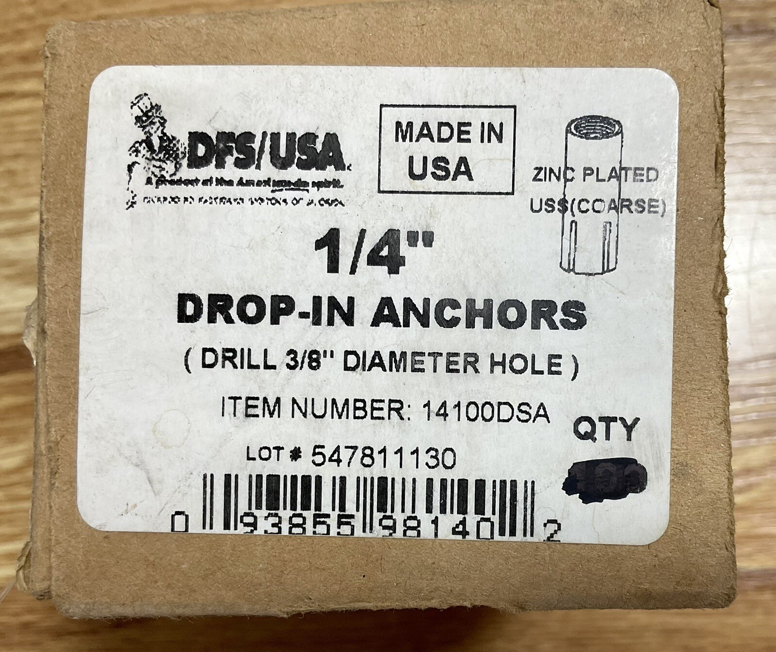 DFS/USA 1/4” Drop In Anchor 14100DSA *Lot of 10* *Fast Shipping*