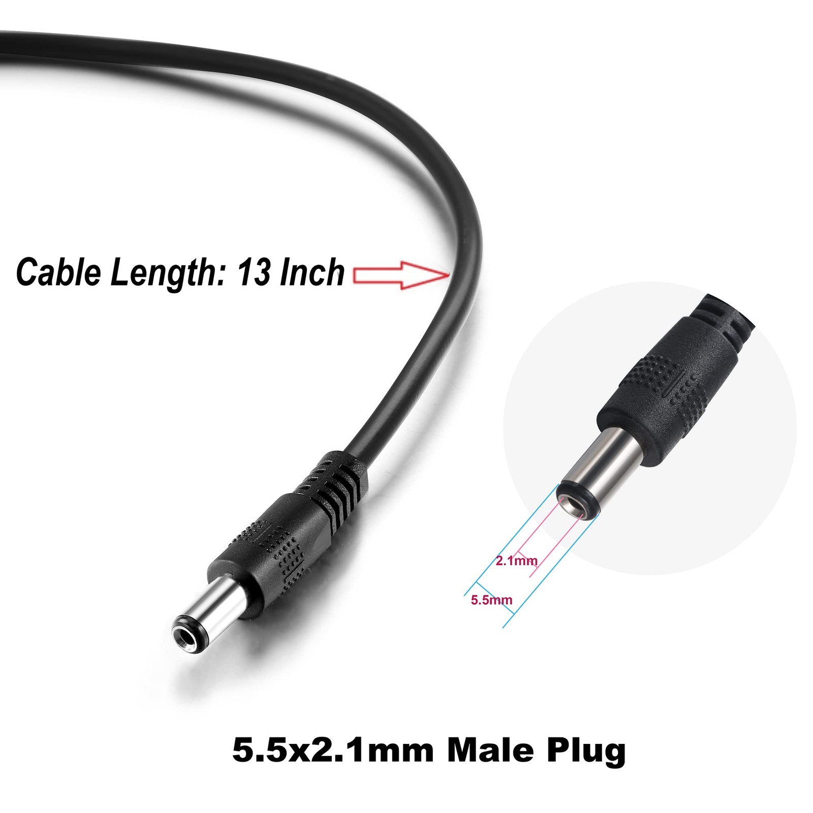 Waterproof DC 12V/24V to 5V 3A Converter, 5.5×2.1mm DC Male Plug