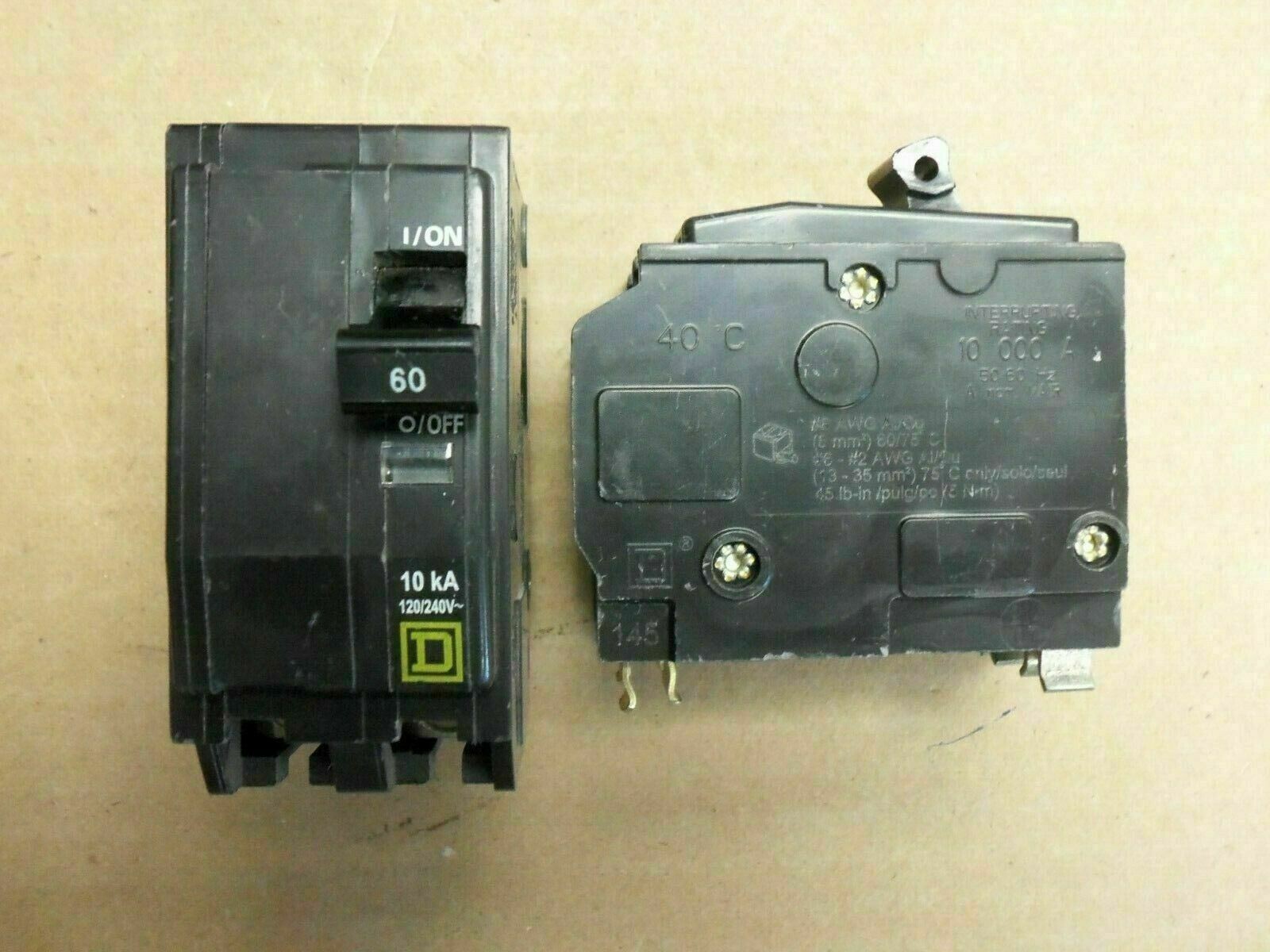 SQUARE D QO QO260 2 POLE 60 AMP 120V 240V YELLOW CIRCUIT BREAKER 2P 60A 60AMP
