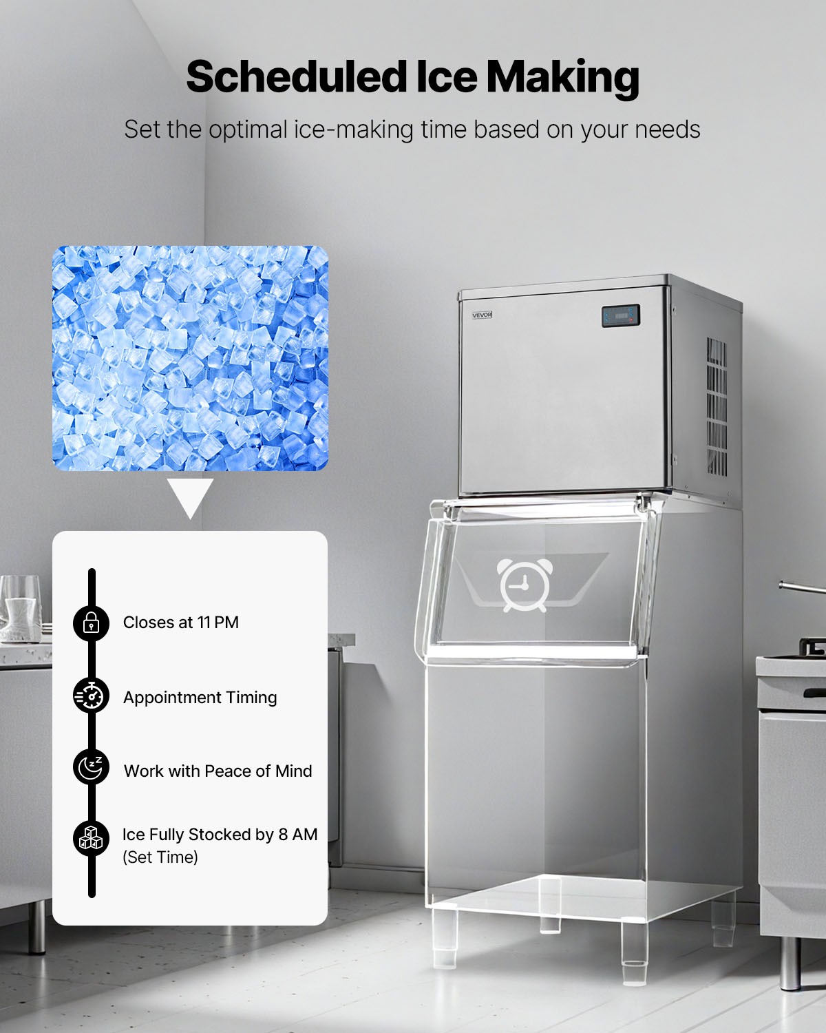 VEVOR Commercial Ice Maker Machine – Head 450 lbs/Day Self-Cleaning Ice Maker
