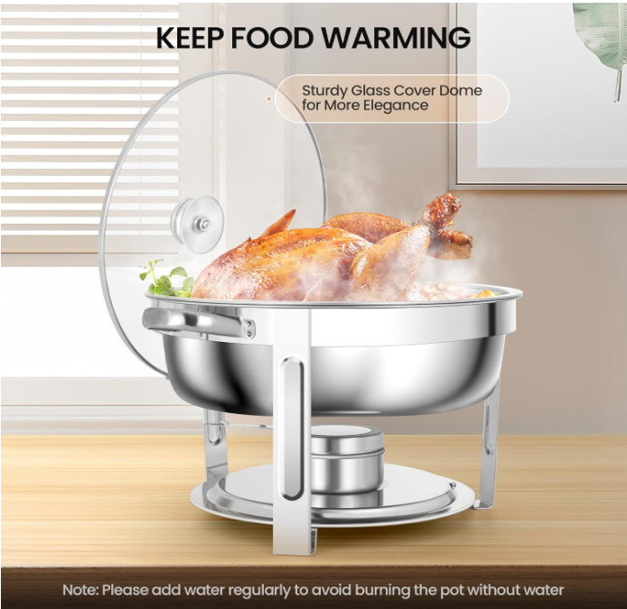 Calentador buffet 6QT acero inoxidable, set 4 piezas para eventos, reuniones, ba