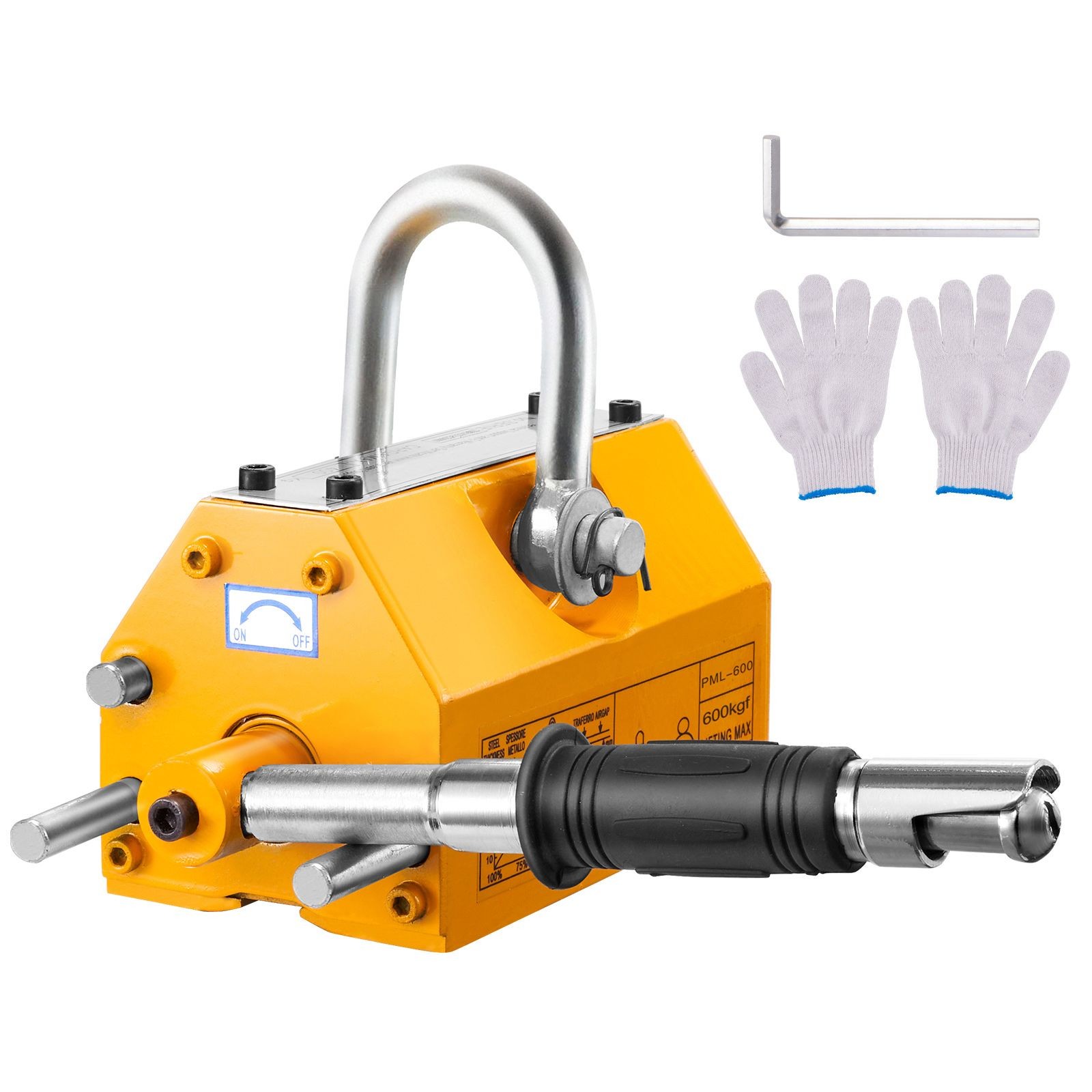 Magnetic Lifter, 1320 lbs/ 600kg Pulling Capacity, 2.5 Safety Factor, Steel and