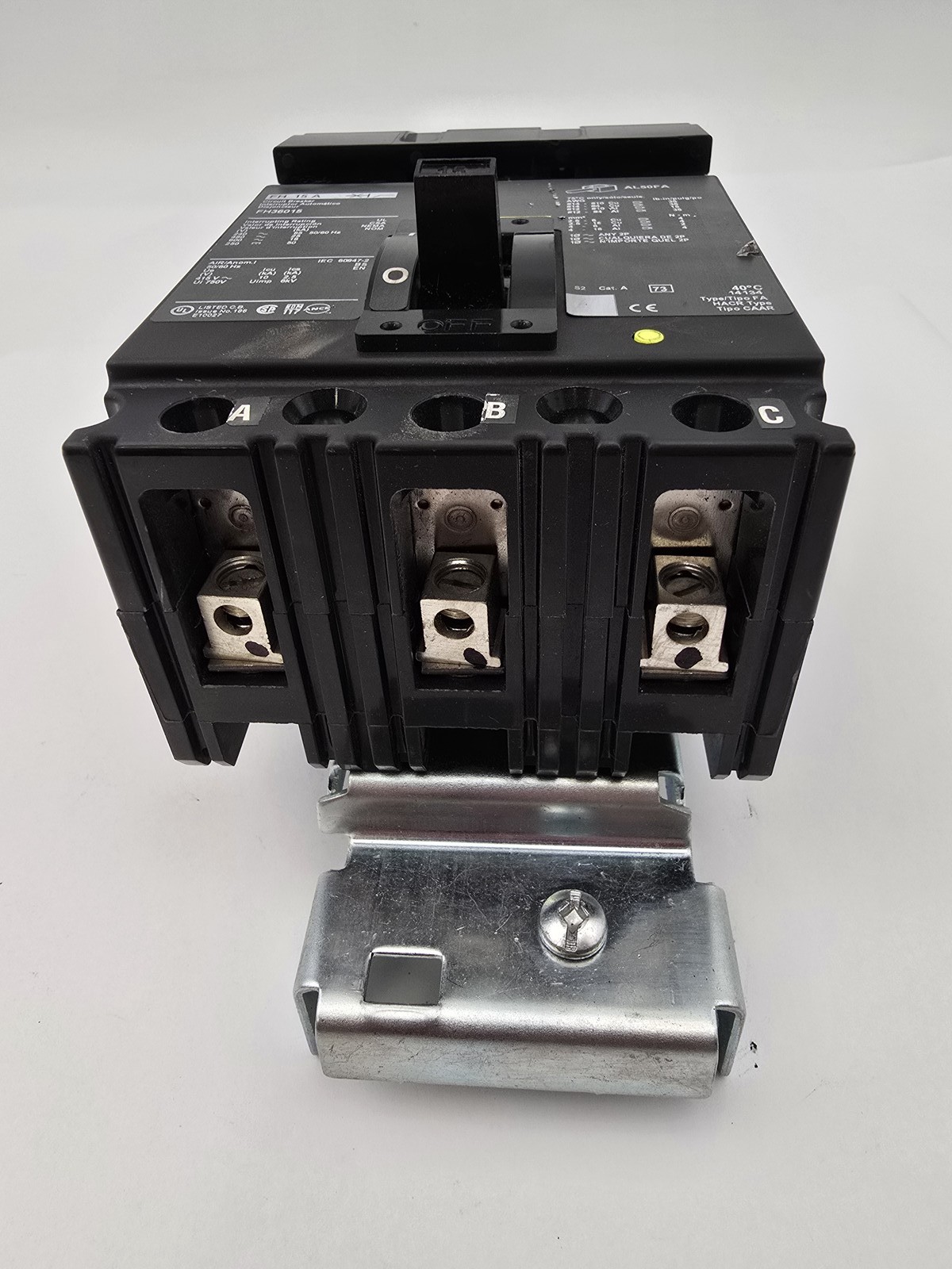 Square D FA36015 I-Line Circuit Breaker 15A 600VAC 3P Type FA 1PH NOS