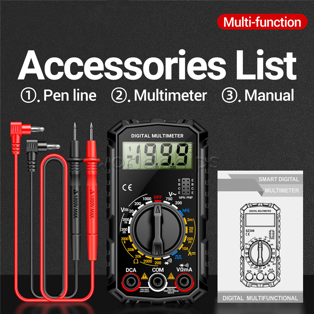 ANENG SZ308 Mini Digital Multimeter AC DC Voltage Current Resistance Meter 1999