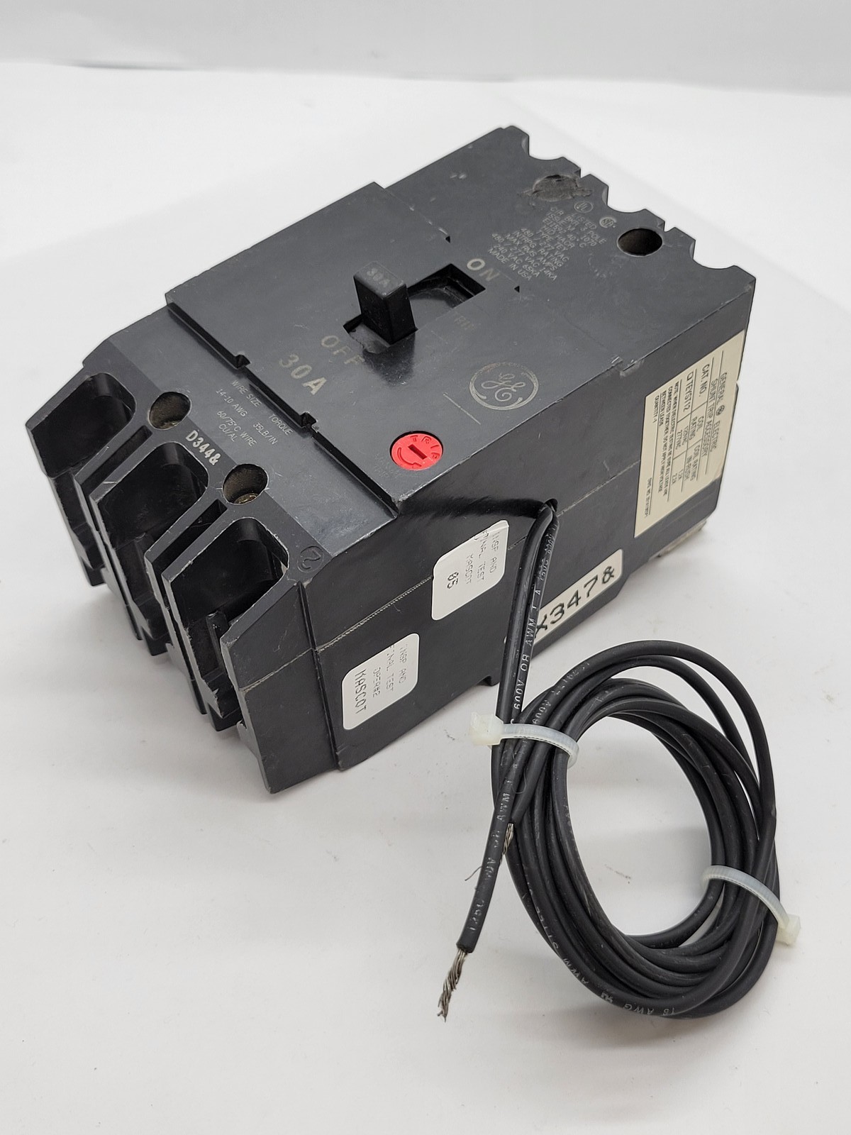 General Electric TEY330ST12 Shunt Trip Bolt-On Circuit Breaker 30A 3P 480/277V