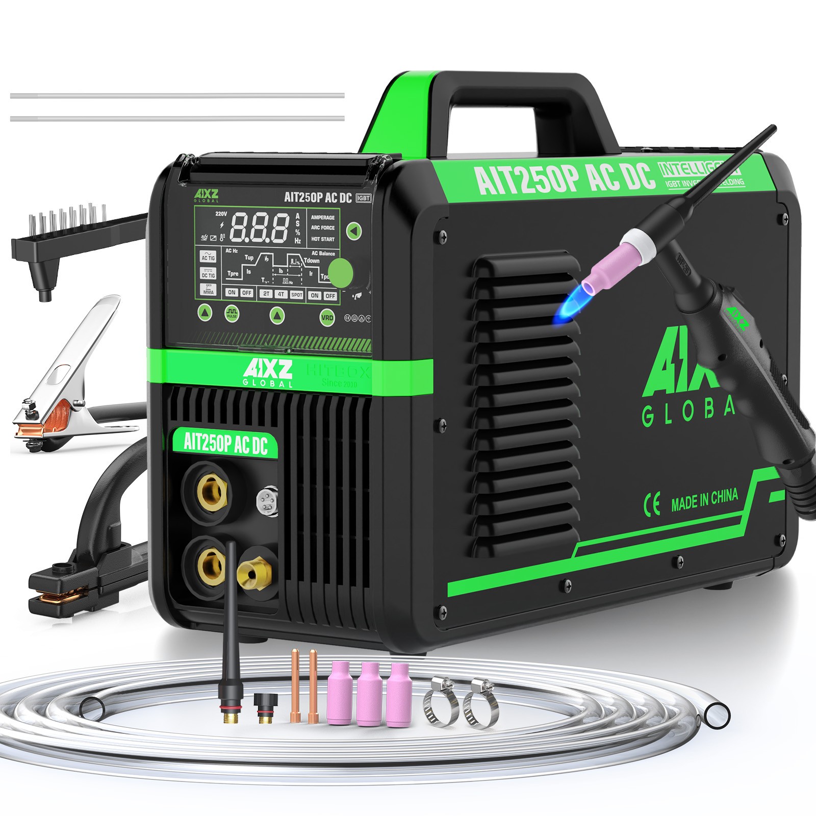 AC DC Aluminium TIG/MMA Welding Machine 200A 110V/230V Pulse Spot HF TIG Welder