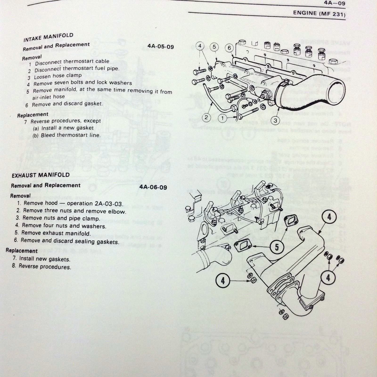 Set Massey Ferguson 231 Tractor Service Repair Owners Operators Manuals Shop