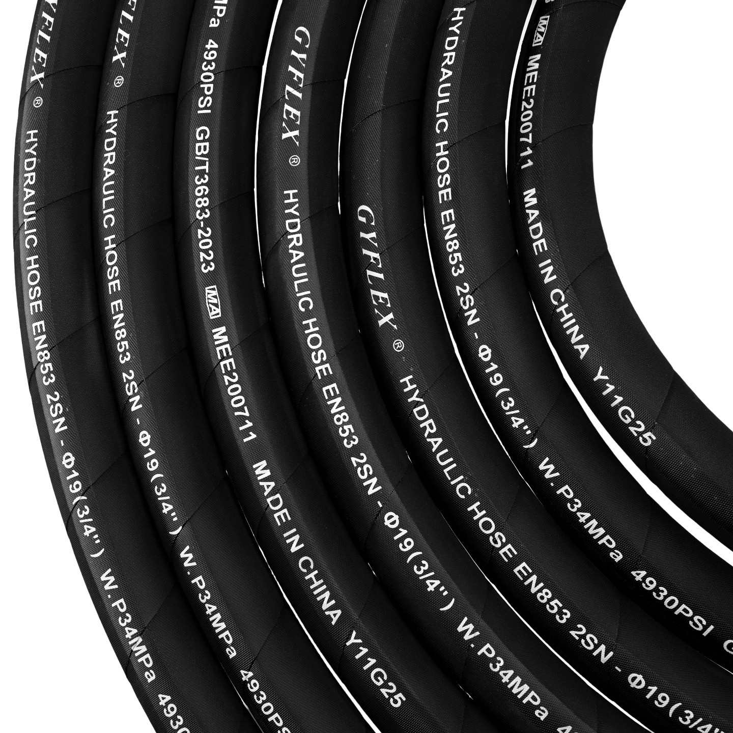 50FT 3/4″ Hydraulic Hose with 12PCS Hydraulic Hose Fittings W.P.34MPa / 4930PSI