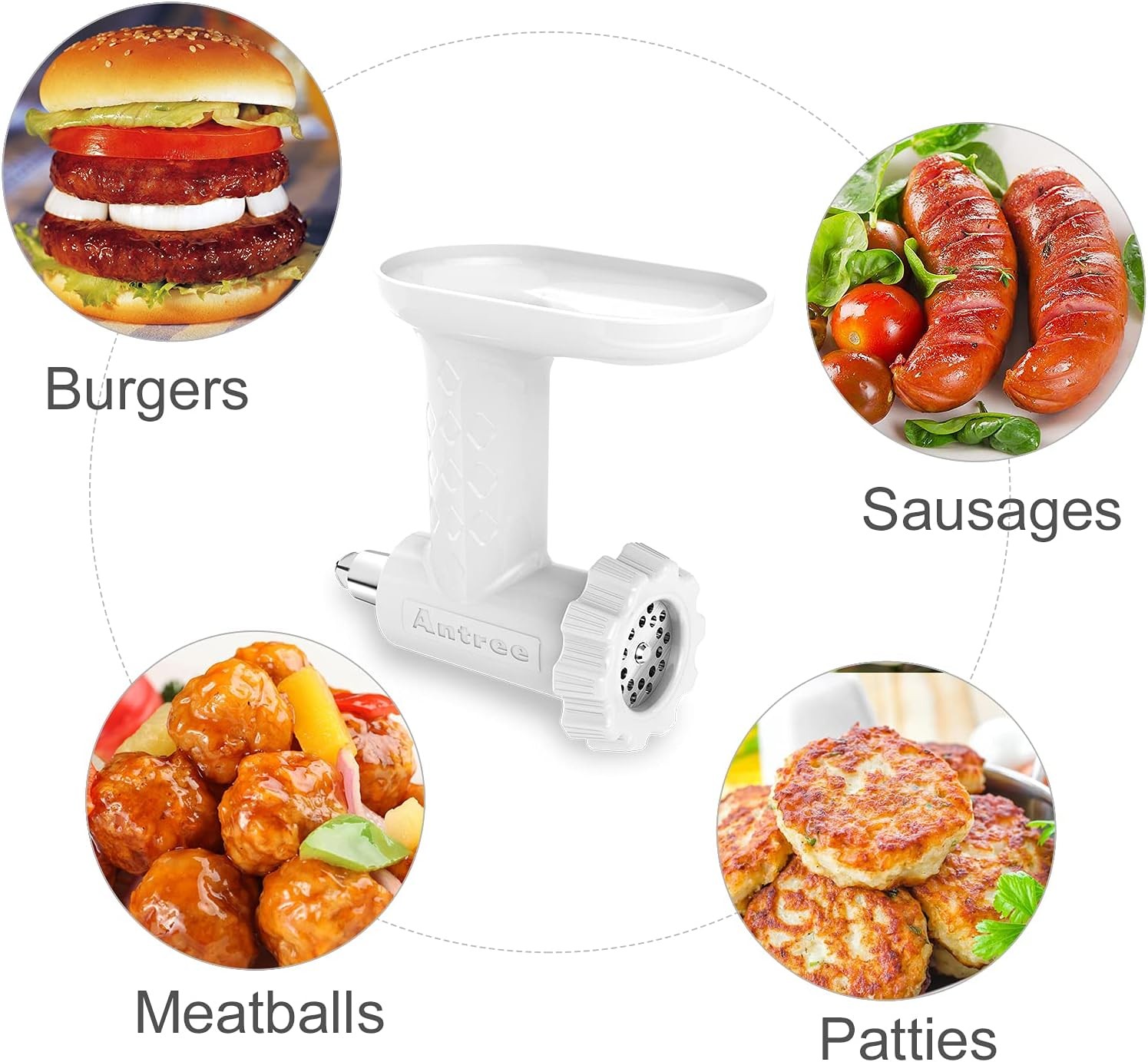 Food Meat Grinder Attachments for KitchenAid Stand 4 x 7 x 7 inches, White