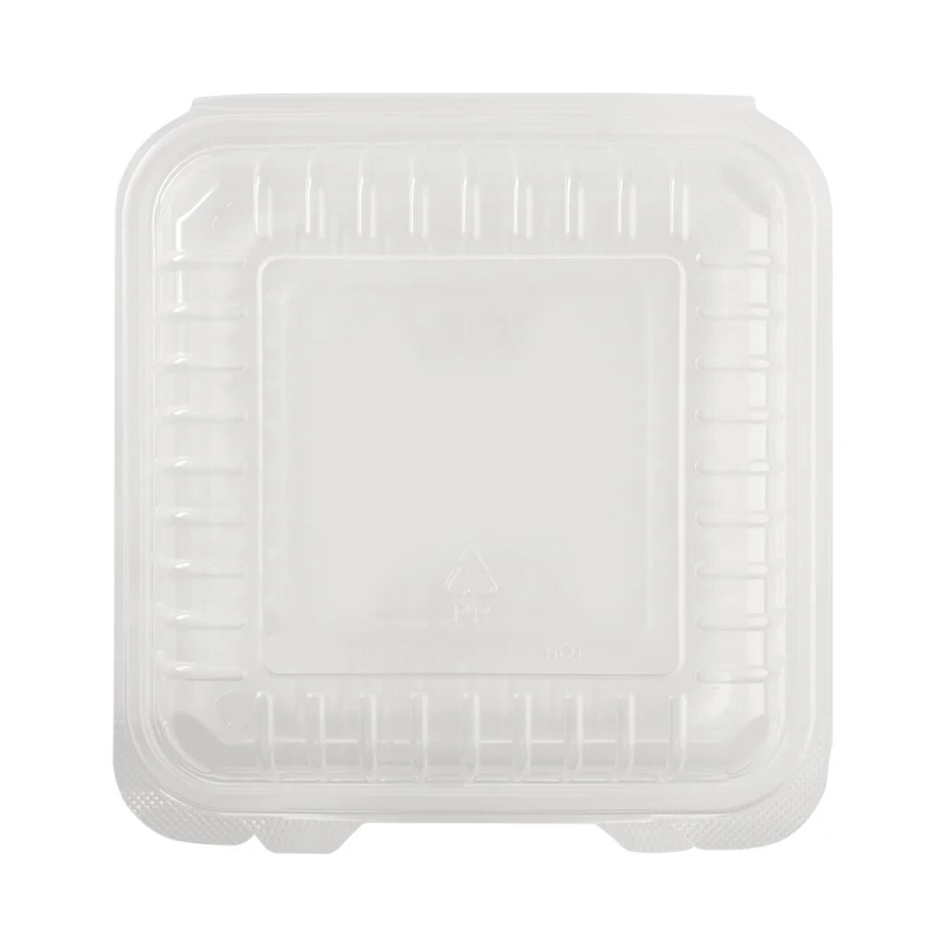 Karat 8” x 8′ PP Plastic Hinged Container, 1 compartment – 250 ct, FP-HC88PP-1C