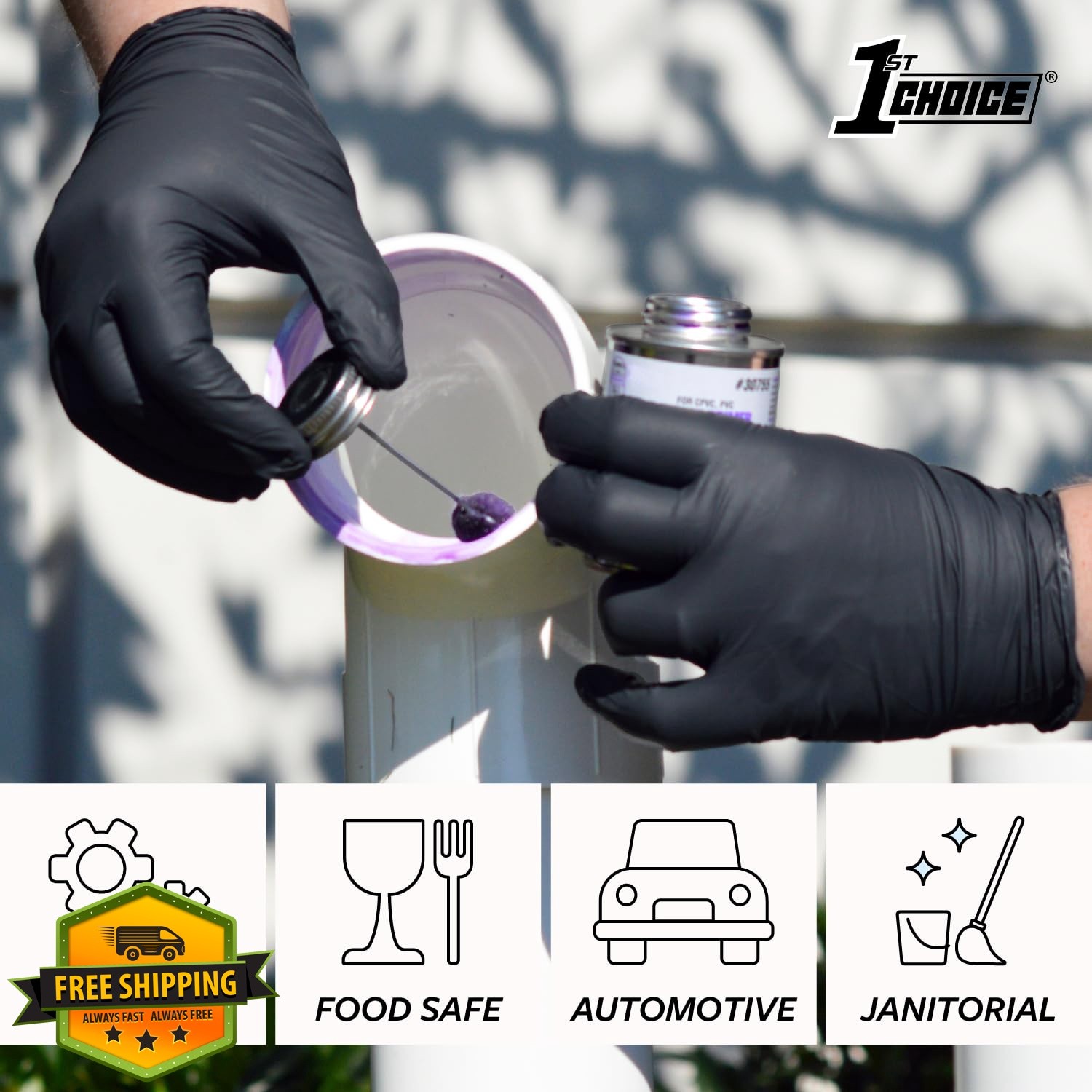1st Choice Nitrile Gloves Medium Case 1000 Black 6 Mil