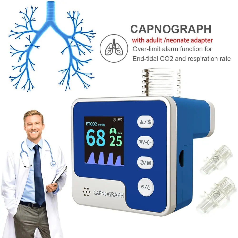CA10M Mainstream End-tidal Capnograph ETCO2 Respiration Alarm Monitor Human use