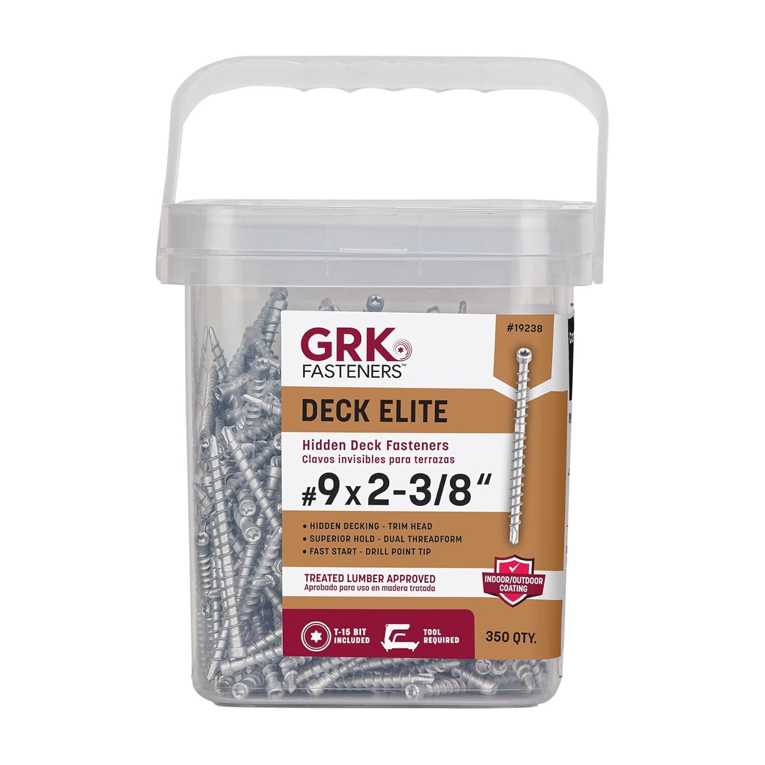 GRK 19238 AnglePro Hidden Deck Fastener #9 x 2-3/8 350CT