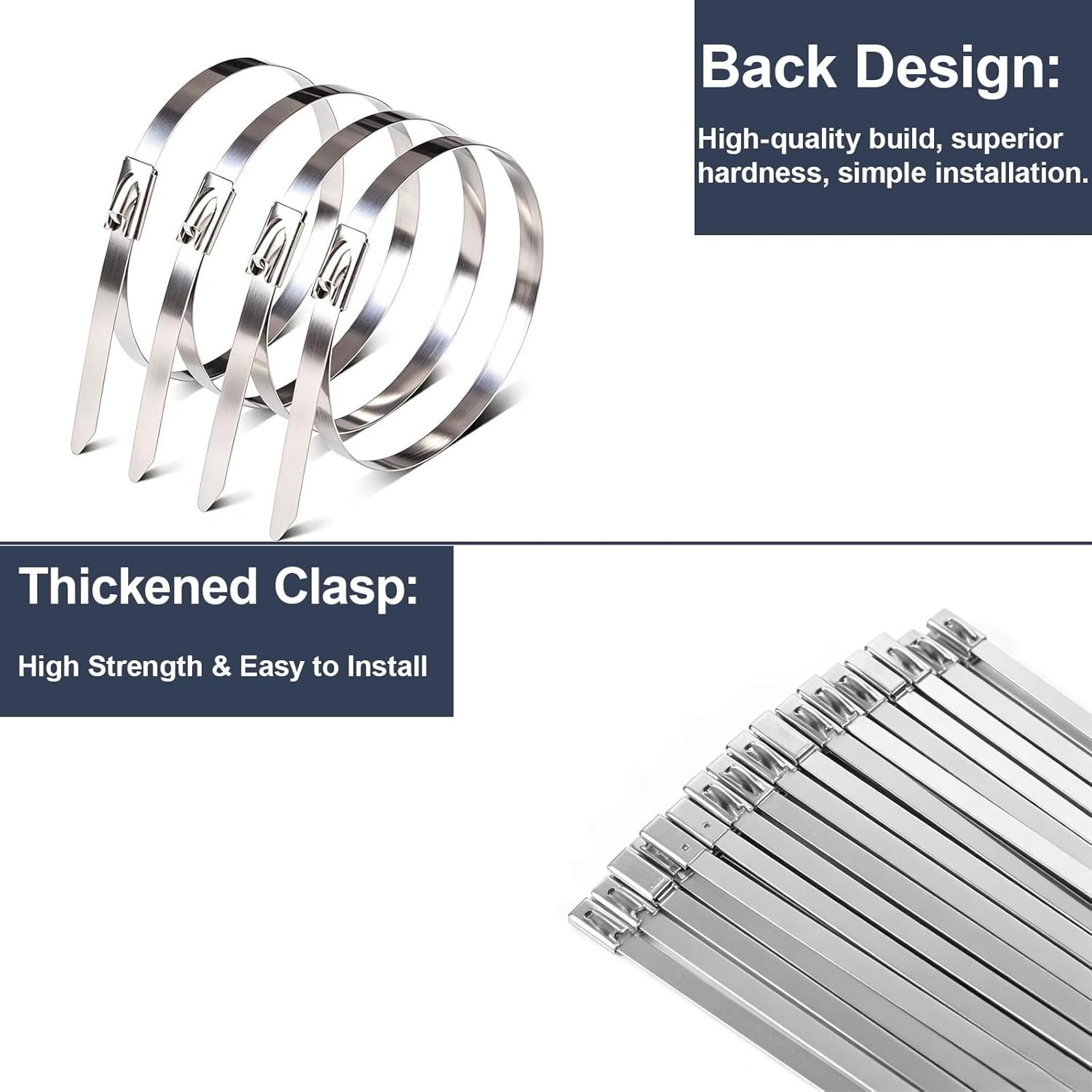 Metal Zip Ties 11.8 Inch 50 Pack Stainless Steel Heavy Duty Self-Locking for …