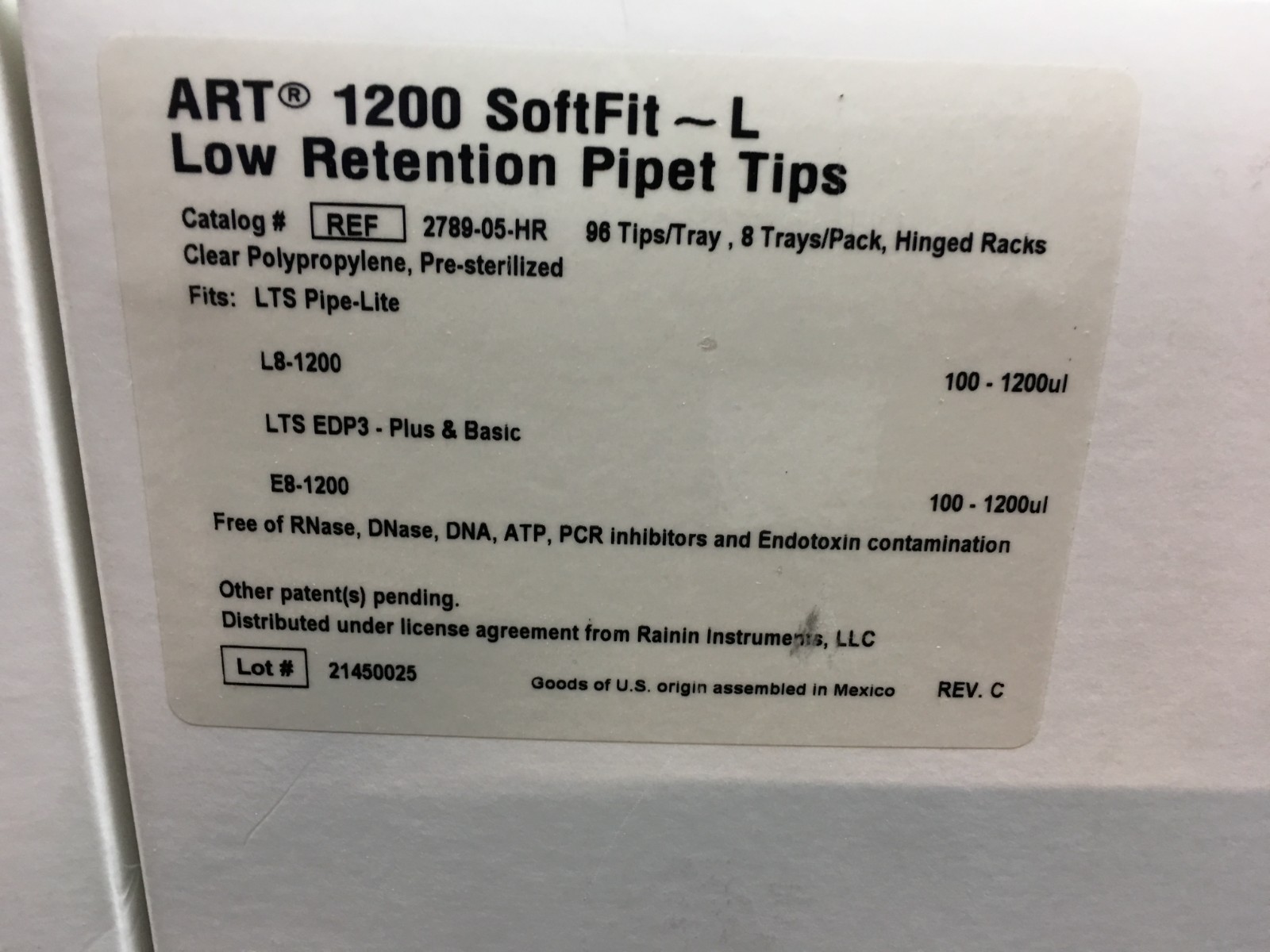 Thermo Scientific REF 2789-05-HR ART 1200 SoftFit-L Pipet Tips Lot 3 PKS