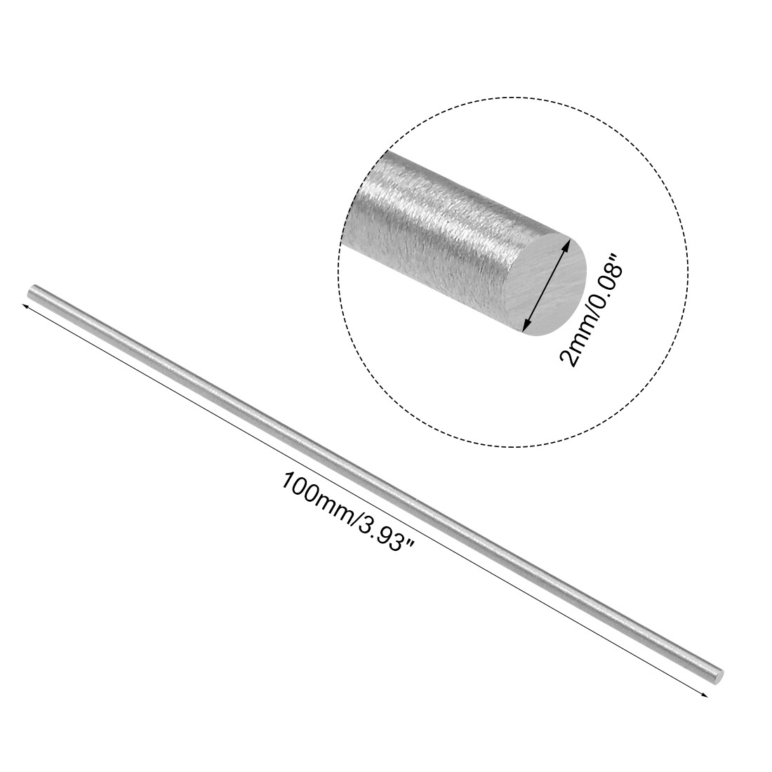 20Pcs 2mm x 100mm Round Metal Rods for DIY Lathe Bar Stock High Speed Steel