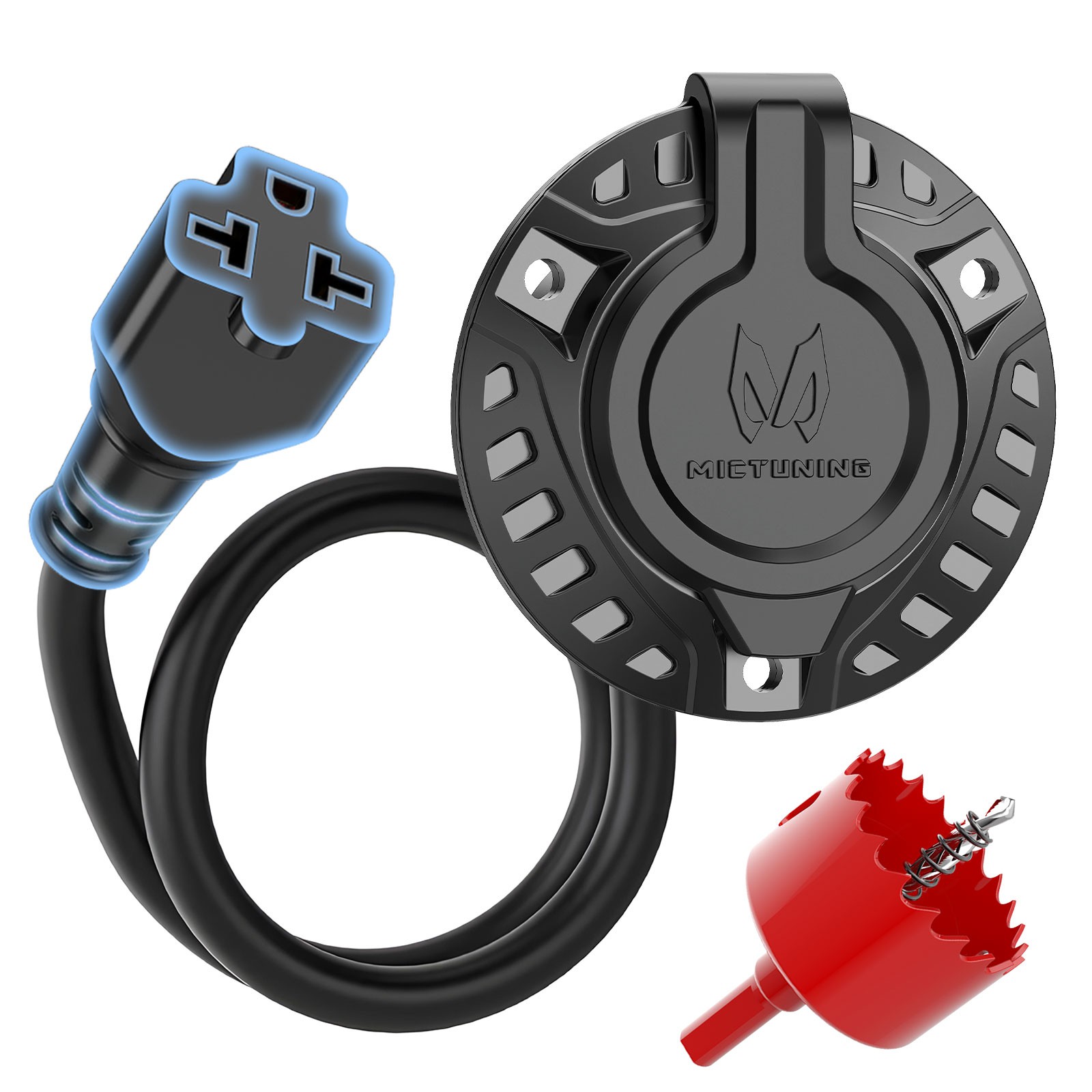 15A 125V AC Port Plug, 5-in-1 T-Blade Adapter & 18» Extension Cord Waterproof